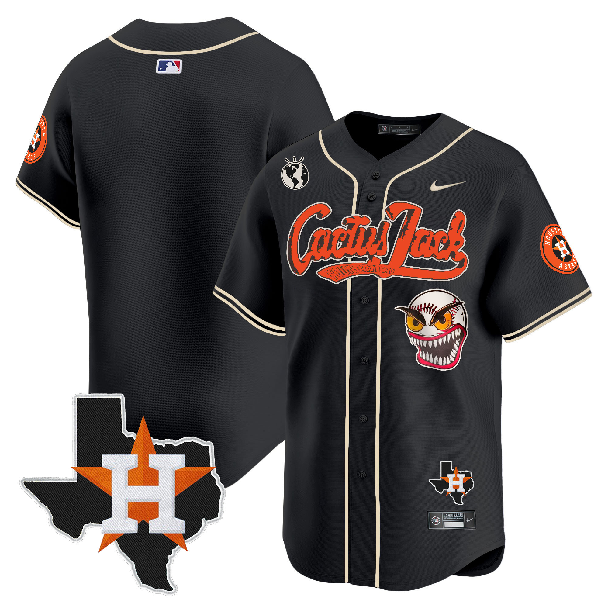 Men's Houston Astros Cactus Jack Patch Vapor Premier Limited Jersey V6 - Stitched - Image 27