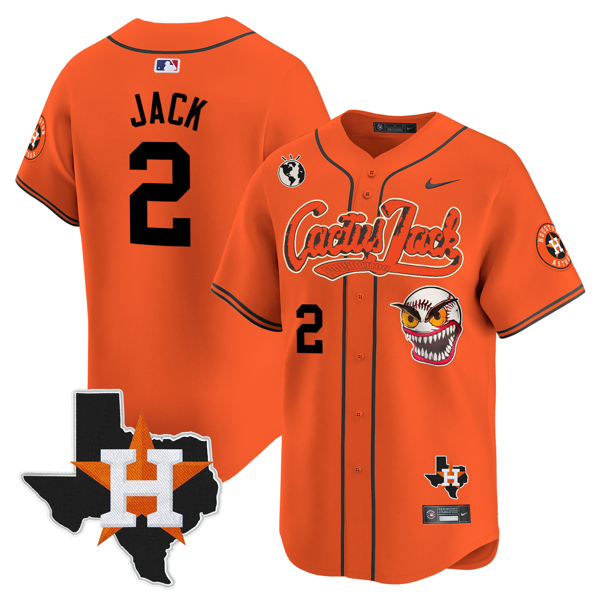 Men's Houston Astros Cactus Jack Patch Vapor Premier Limited Jersey V6 - Stitched - Image 29