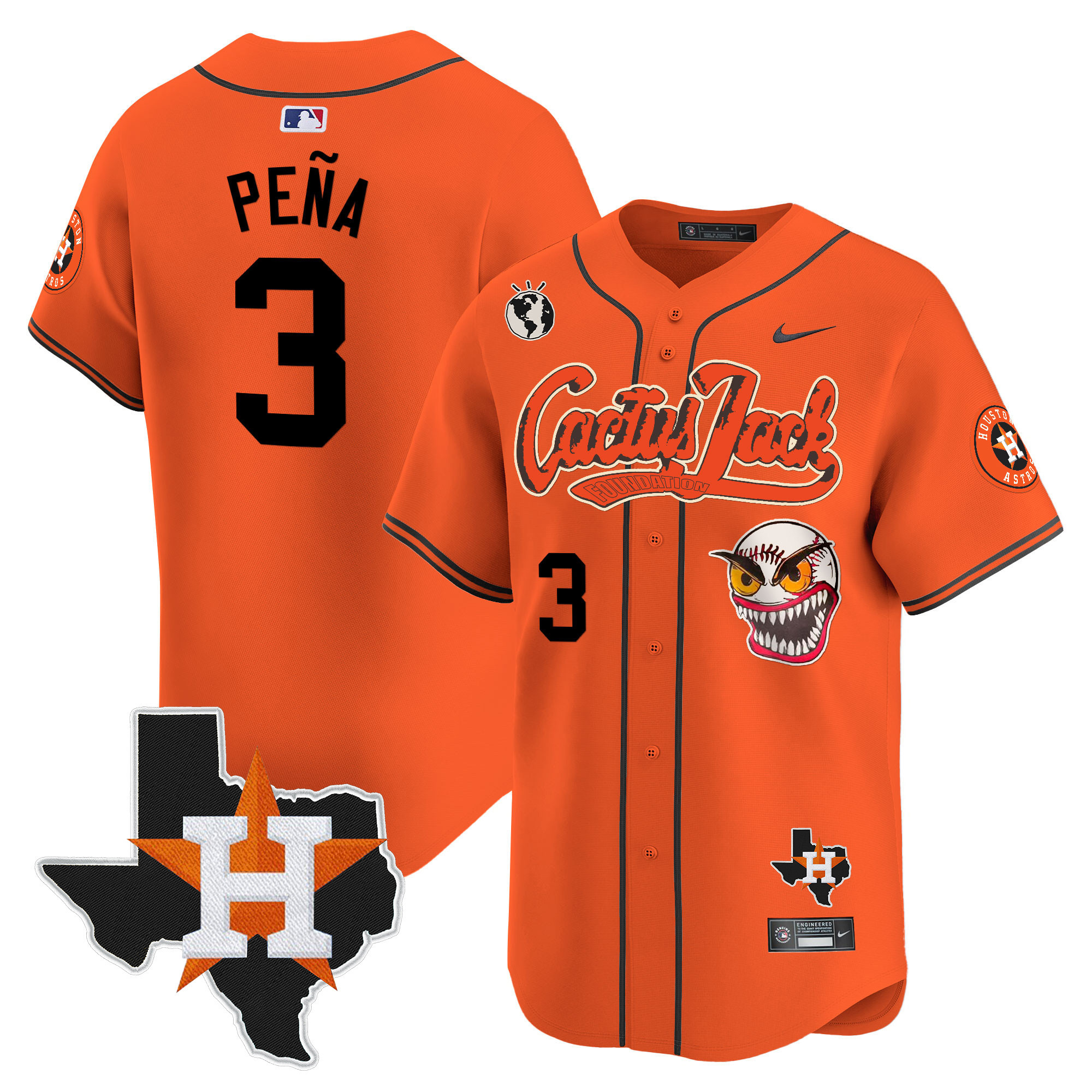 Men's Houston Astros Cactus Jack Patch Vapor Premier Limited Jersey V6 - Stitched - Image 30