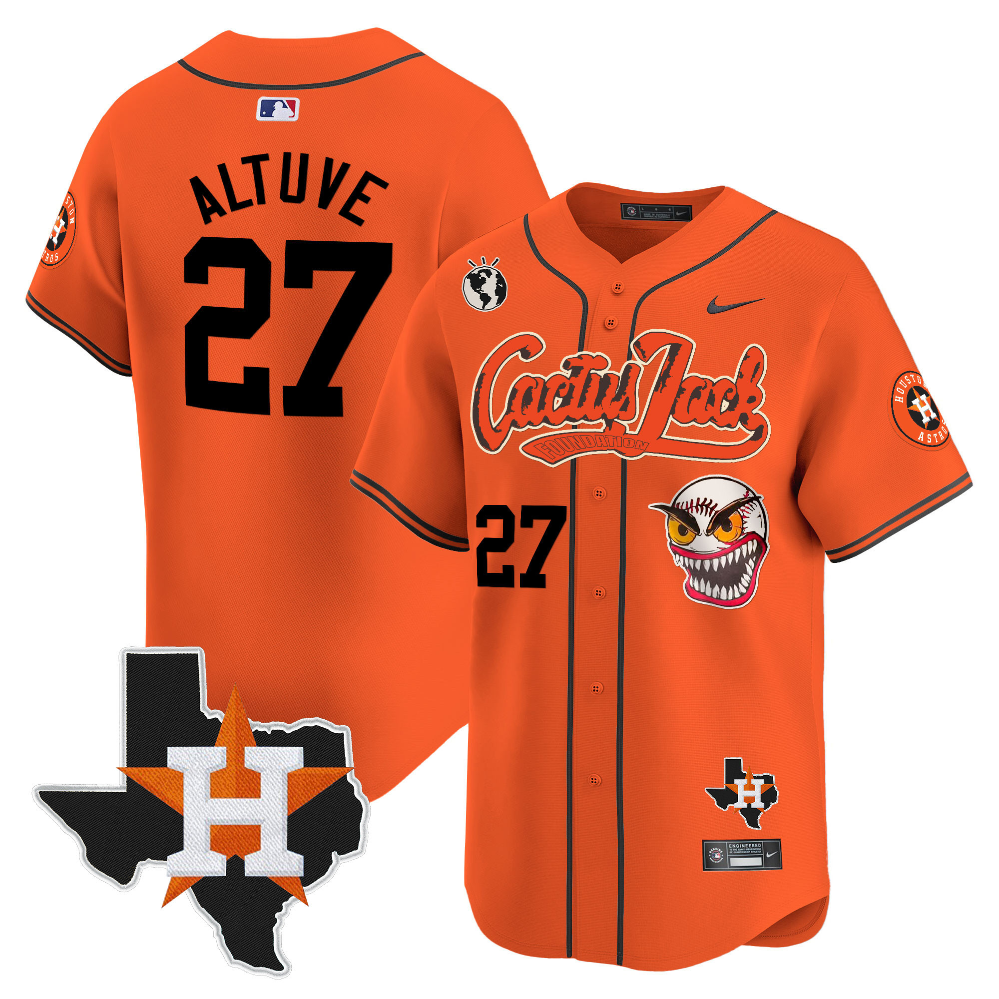 Men's Houston Astros Cactus Jack Patch Vapor Premier Limited Jersey V6 - Stitched - Image 32