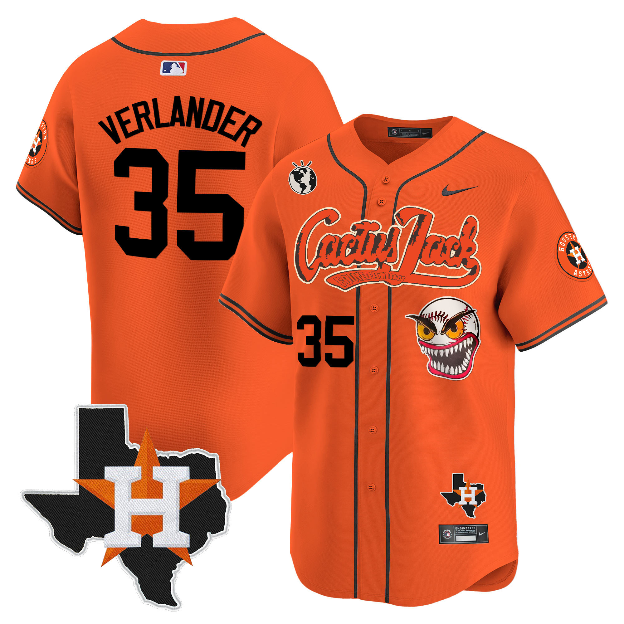 Men's Houston Astros Cactus Jack Patch Vapor Premier Limited Jersey V6 - Stitched - Image 34