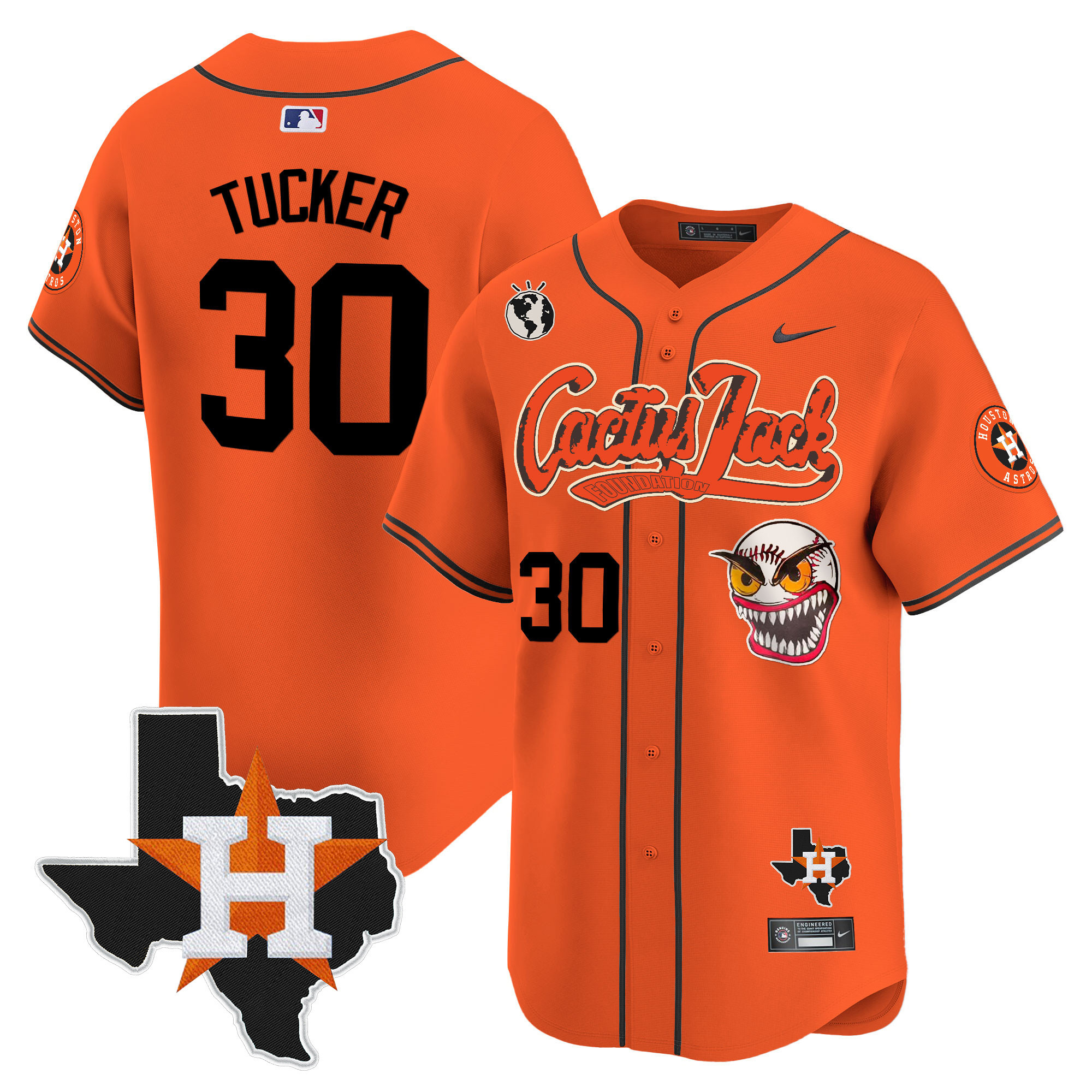 Men's Houston Astros Cactus Jack Patch Vapor Premier Limited Jersey V6 - Stitched - Image 35