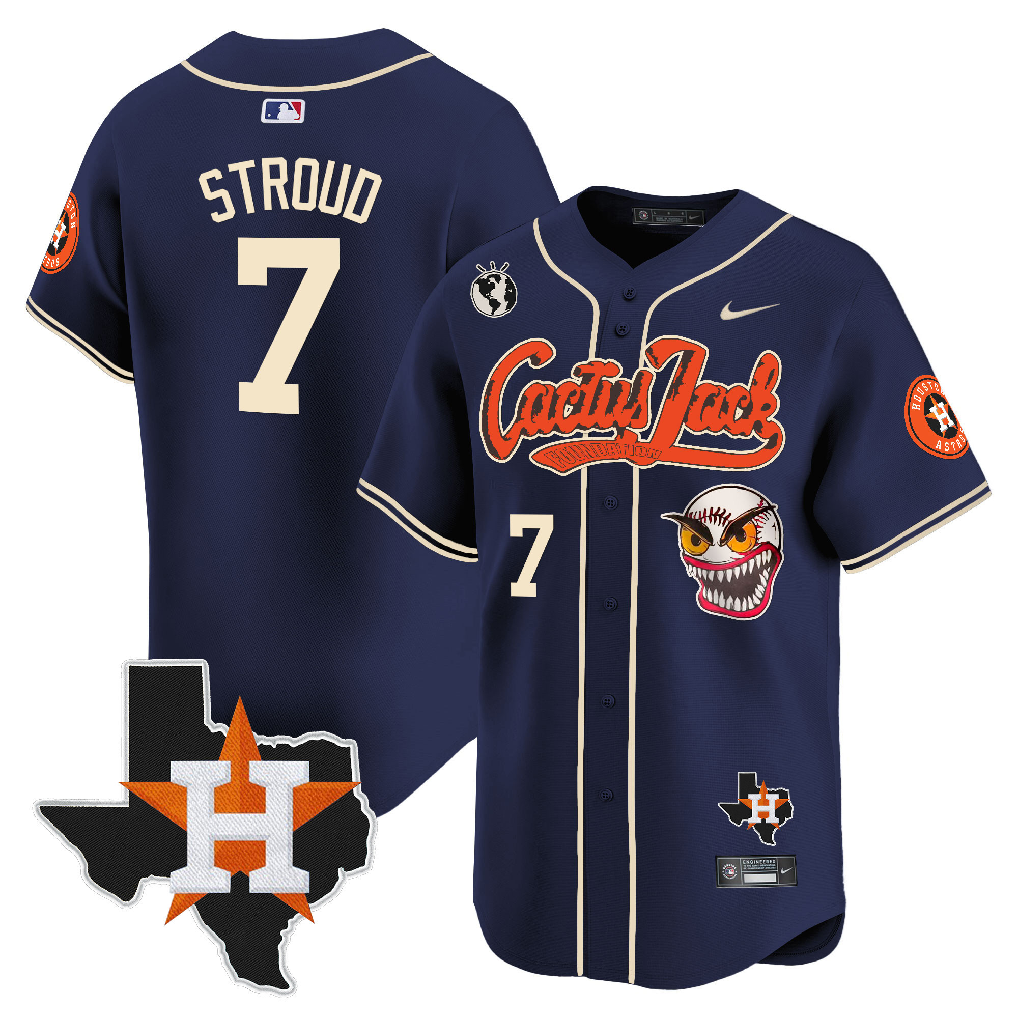 Men's Houston Astros Cactus Jack Patch Vapor Premier Limited Jersey V6 - Stitched - Image 37