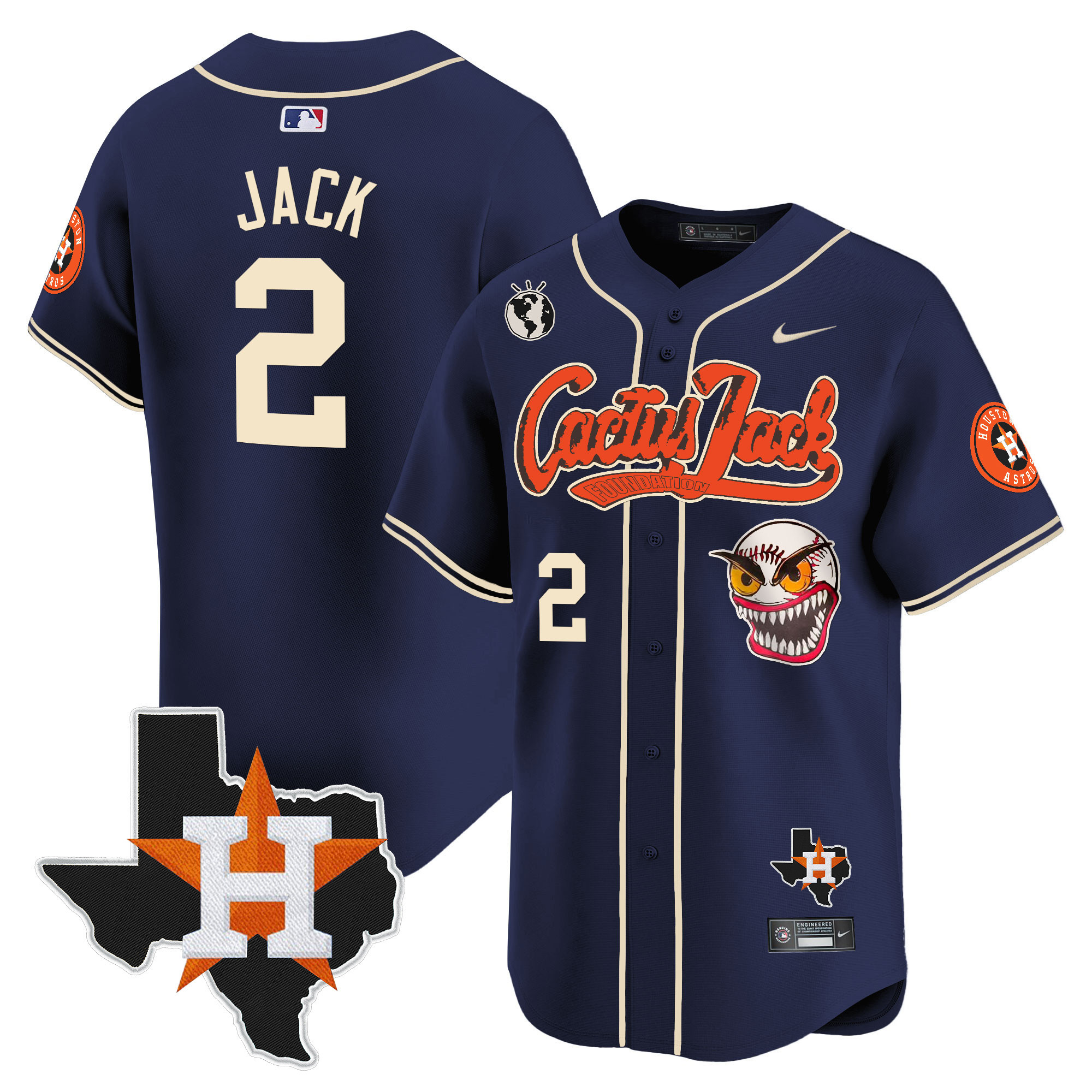 Men's Houston Astros Cactus Jack Patch Vapor Premier Limited Jersey V6 - Stitched - Image 38
