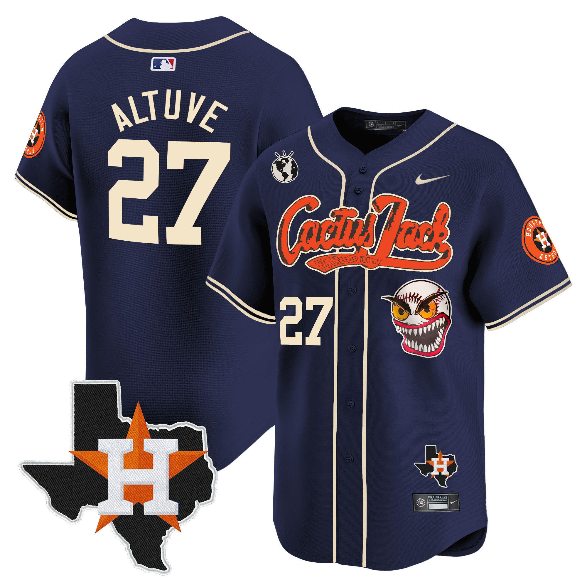 Men's Houston Astros Cactus Jack Patch Vapor Premier Limited Jersey V6 - Stitched - Image 41