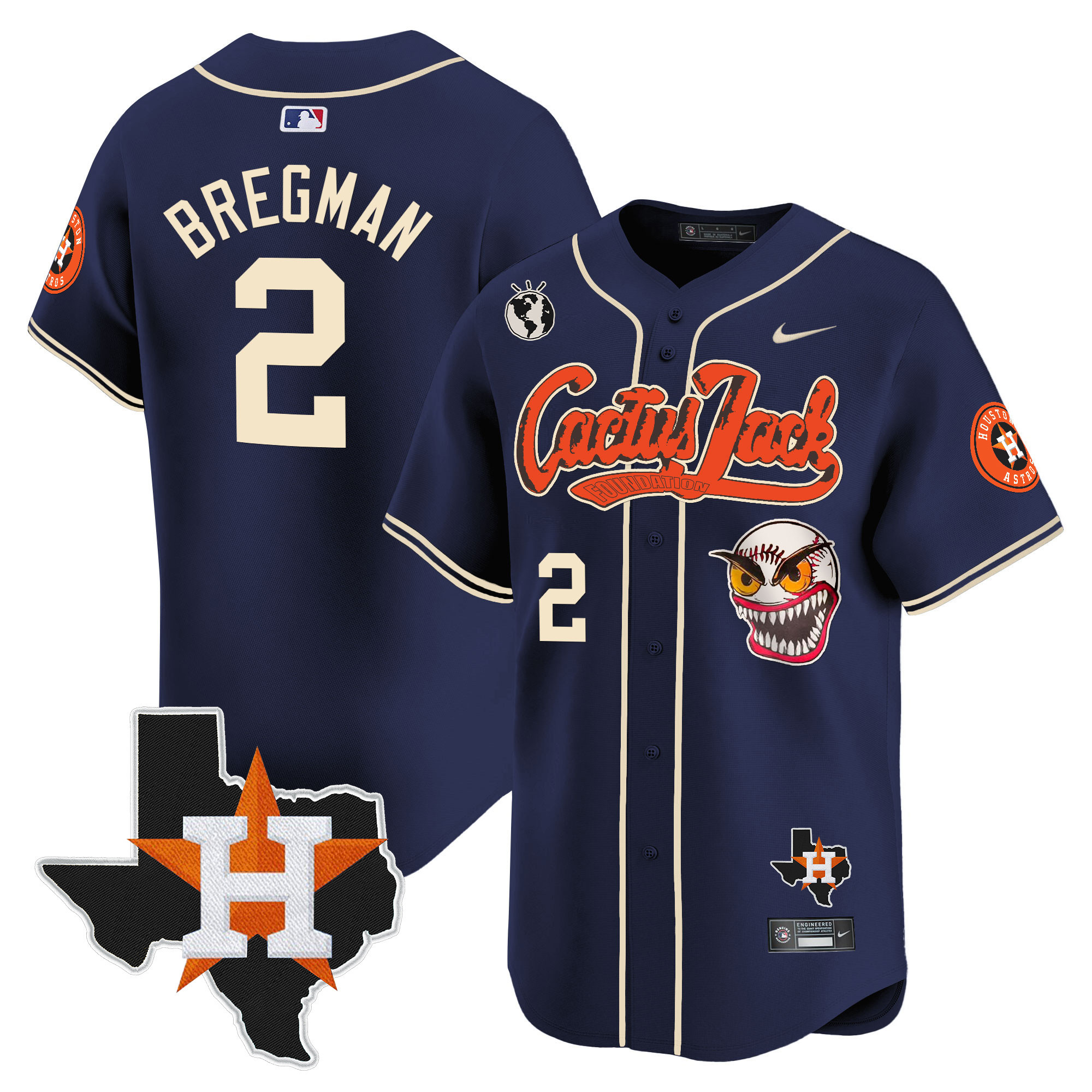 Men's Houston Astros Cactus Jack Patch Vapor Premier Limited Jersey V6 - Stitched - Image 40