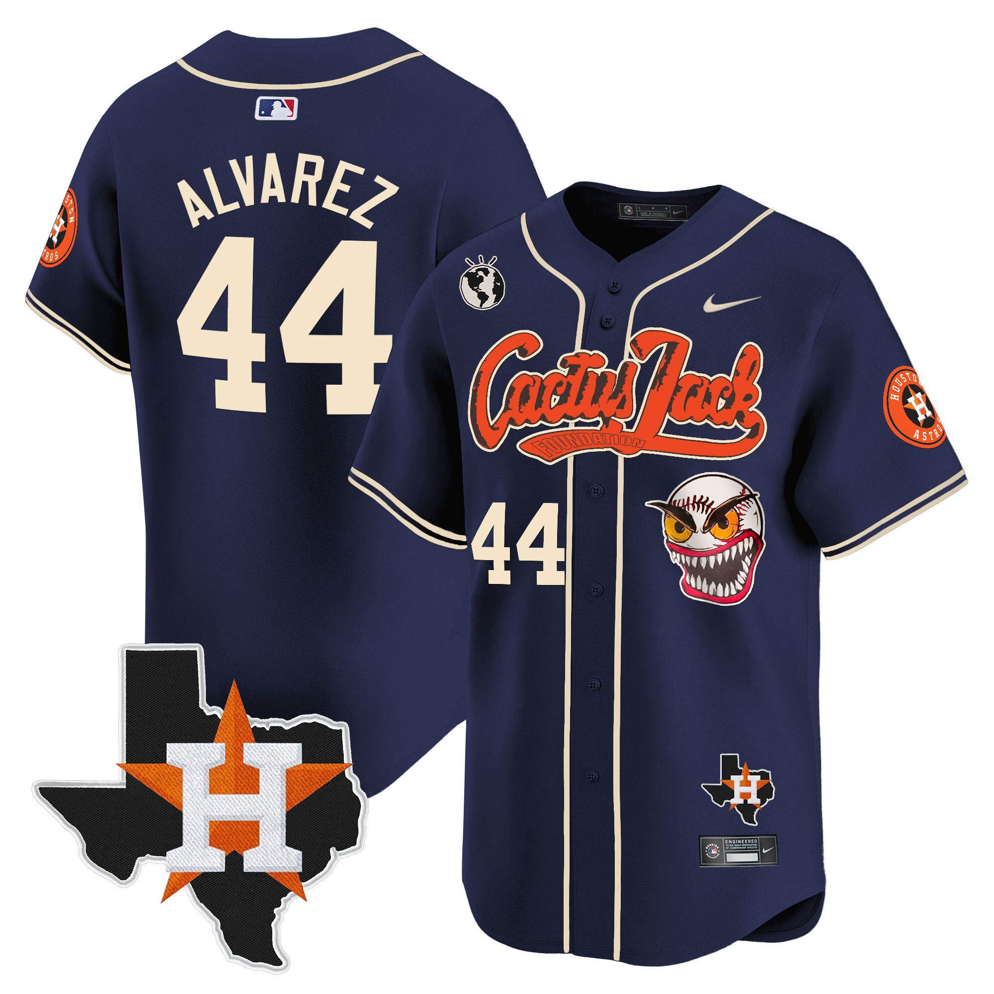 Men's Houston Astros Cactus Jack Patch Vapor Premier Limited Jersey V6 - Stitched - Image 42