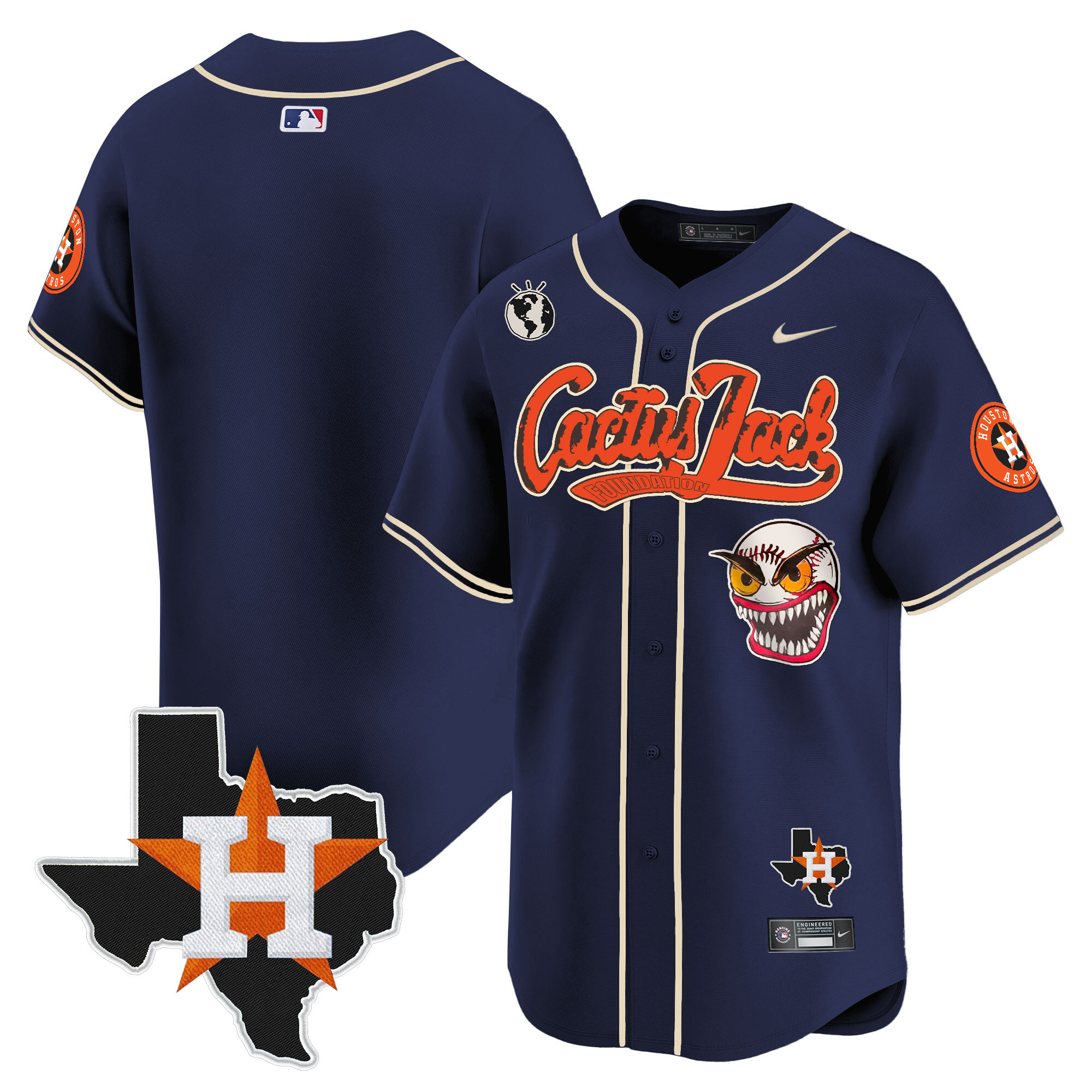Men's Houston Astros Cactus Jack Patch Vapor Premier Limited Jersey V6 - Stitched - Image 45