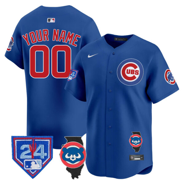 Chicago Cubs Spring Training & Illinois Patch Vapor Premier Limited Custom Jersey - All Stitched - Image 3