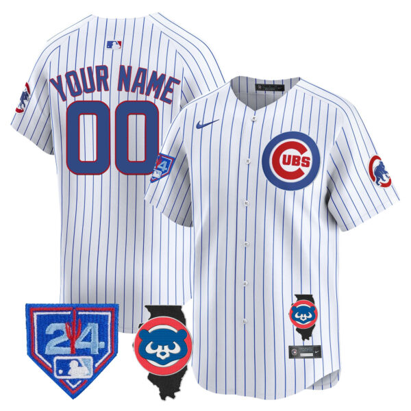 Chicago Cubs Spring Training & Illinois Patch Vapor Premier Limited Custom Jersey - All Stitched - Image 4