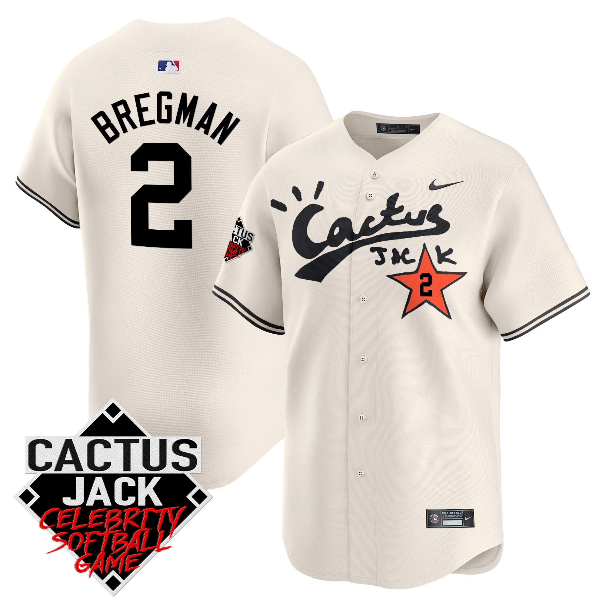 Men's Astros Cactus Jack Celebrity Softball Game Patch Vapor Premier Limited Jersey V2 - Stitched - Image 4