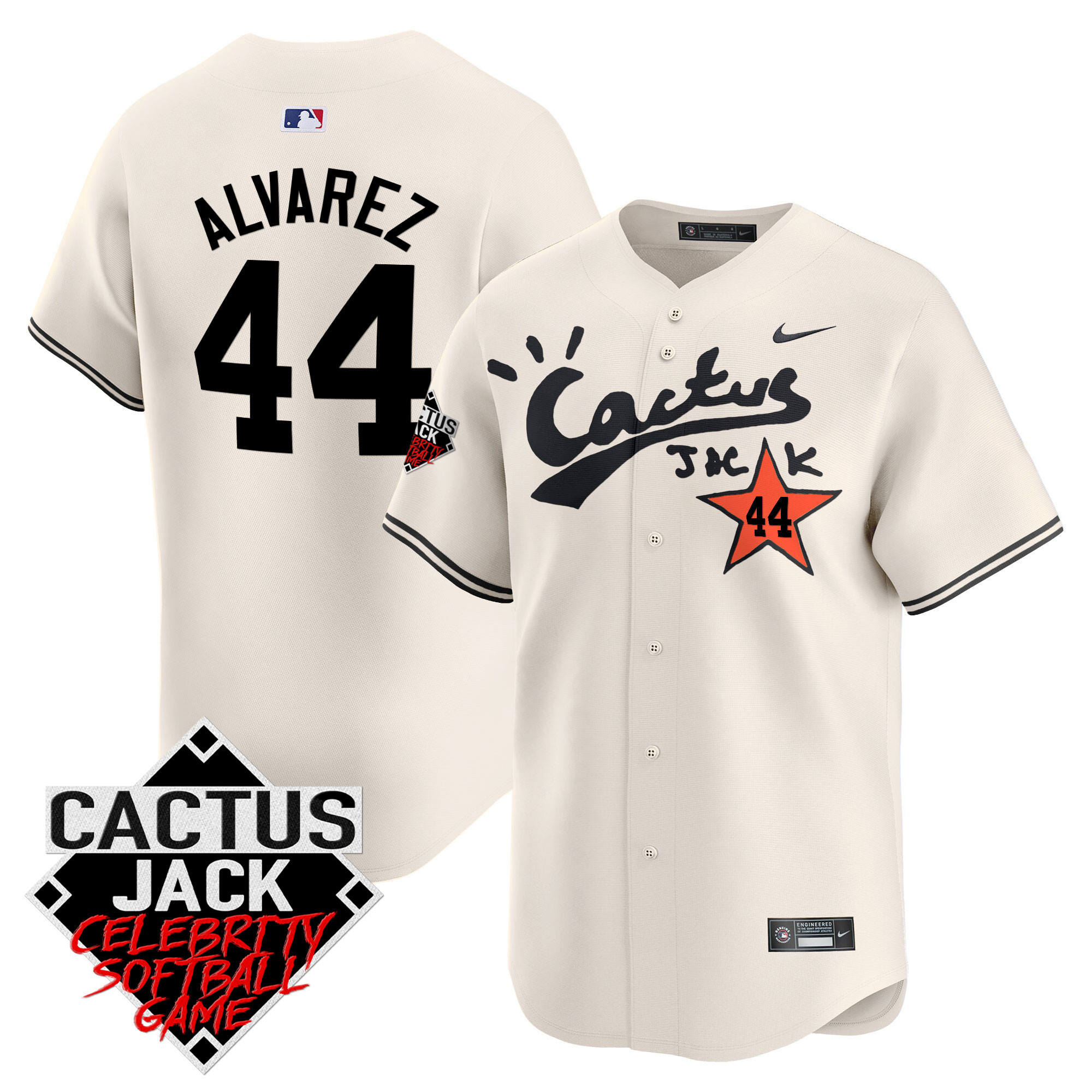 Men's Astros Cactus Jack Celebrity Softball Game Patch Vapor Premier Limited Jersey V2 - Stitched - Image 6