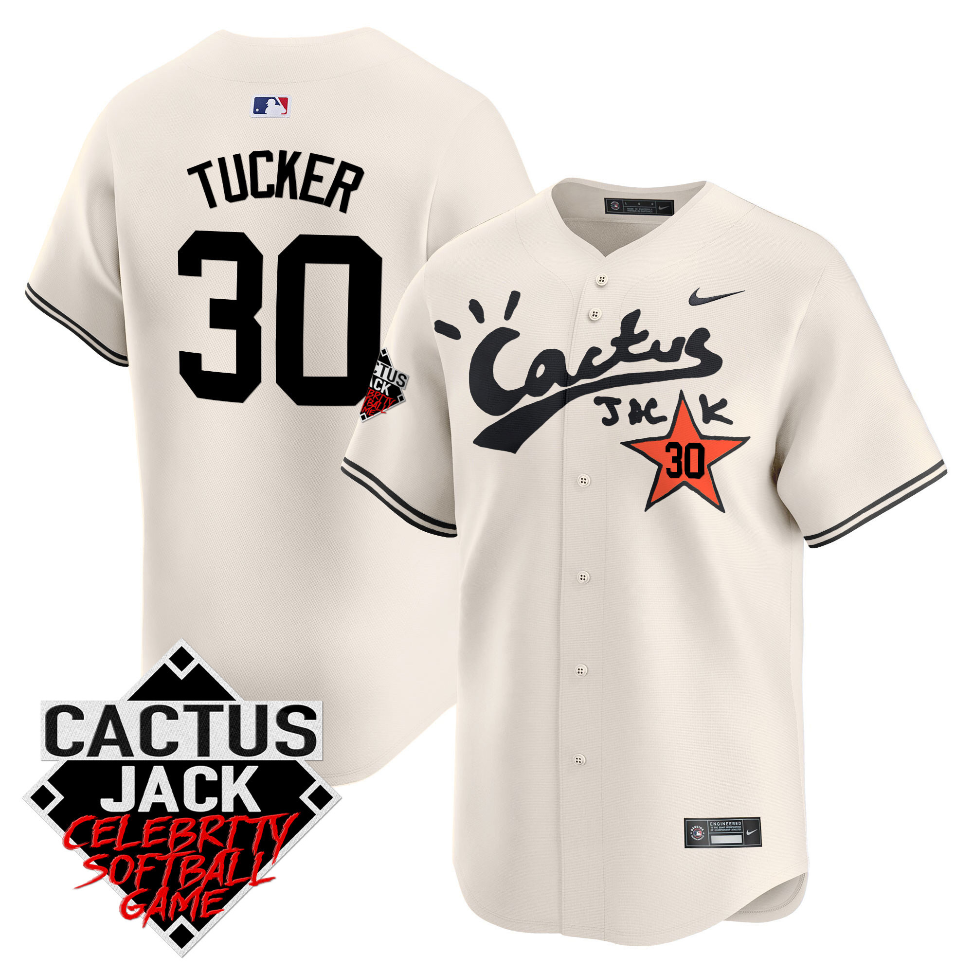 Men's Astros Cactus Jack Celebrity Softball Game Patch Vapor Premier Limited Jersey V2 - Stitched - Image 8