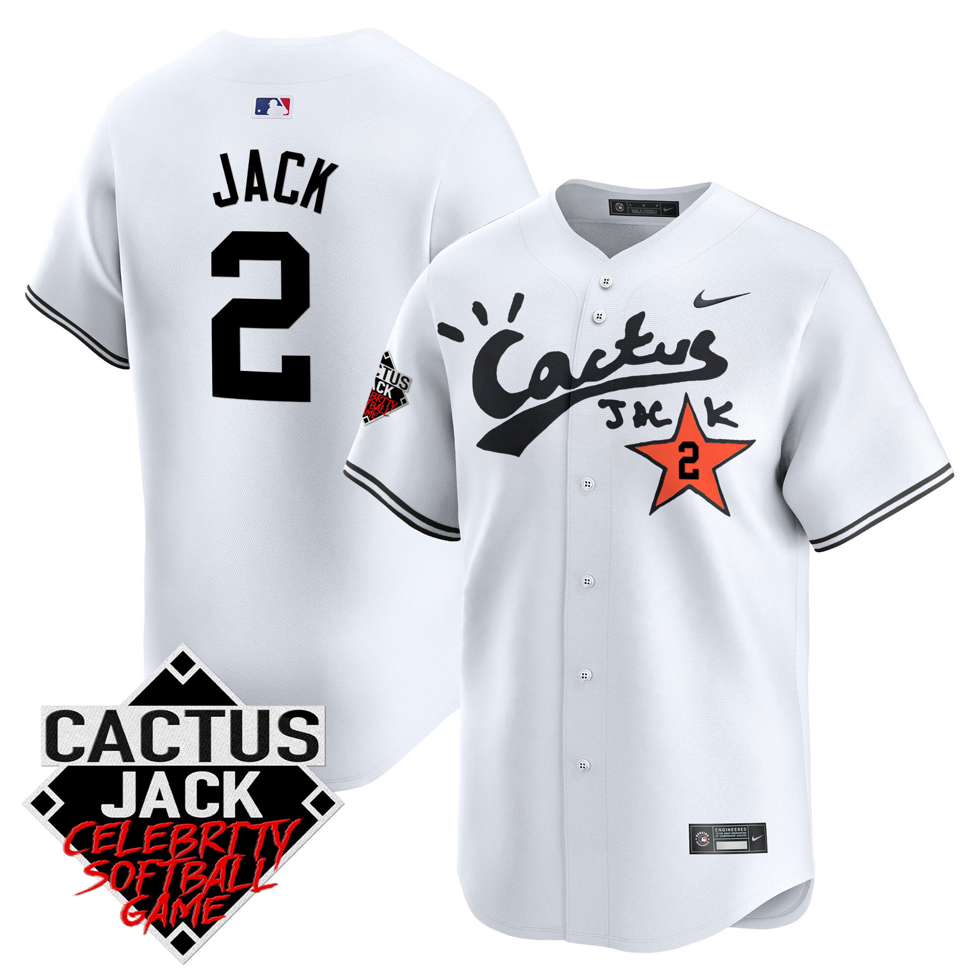 Men's Astros Cactus Jack Celebrity Softball Game Patch Vapor Premier Limited Jersey V2 - Stitched - Image 11