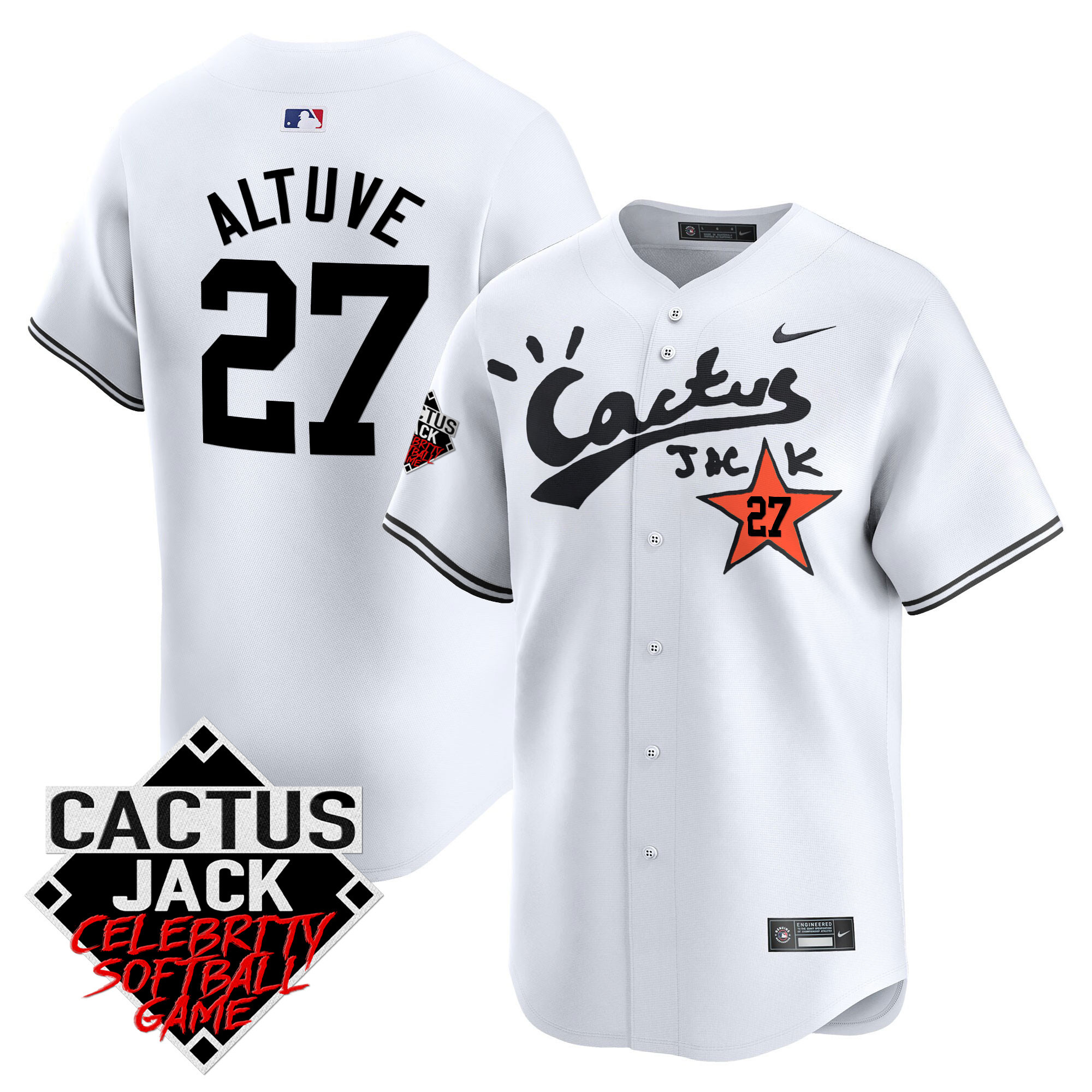 Men's Astros Cactus Jack Celebrity Softball Game Patch Vapor Premier Limited Jersey V2 - Stitched - Image 14