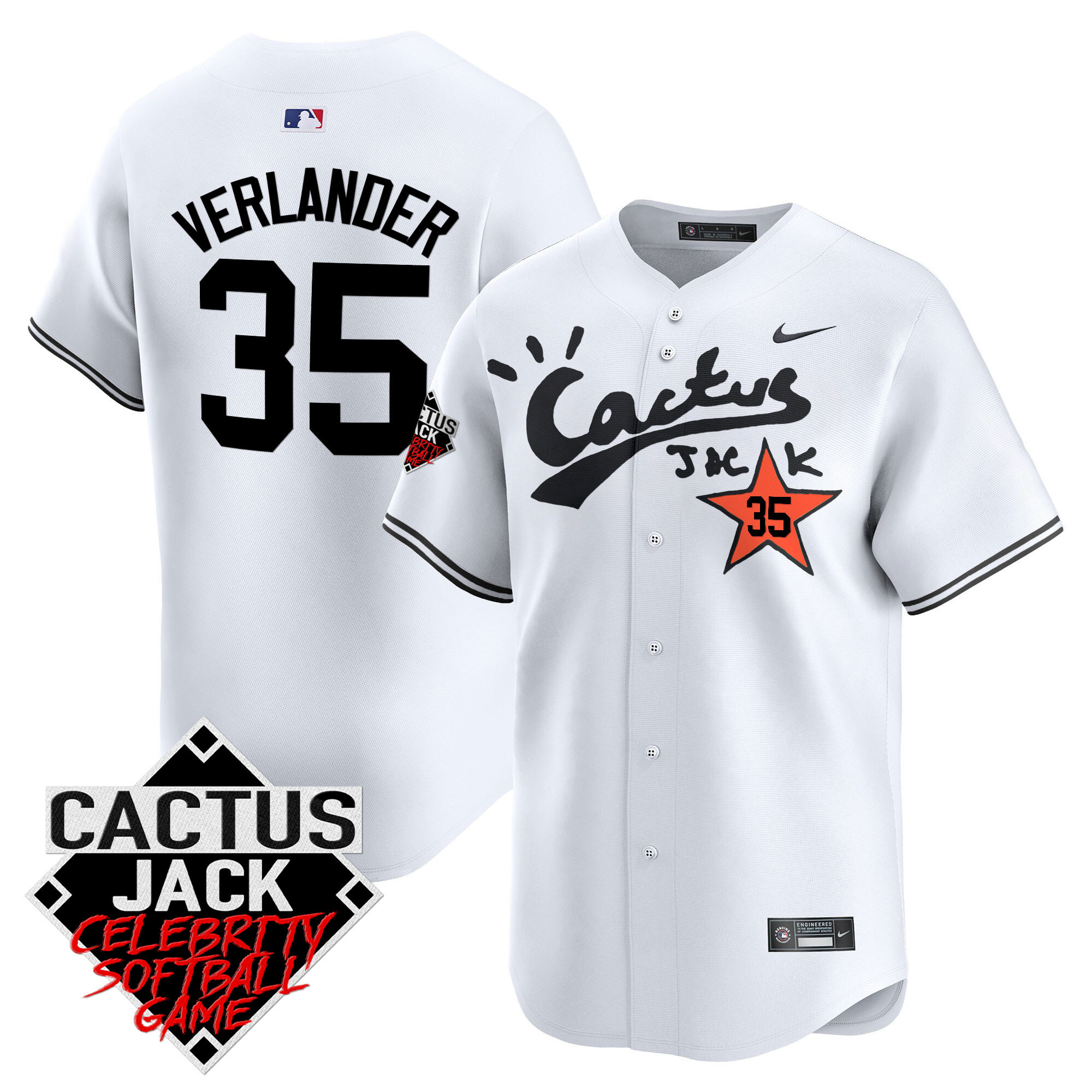 Men's Astros Cactus Jack Celebrity Softball Game Patch Vapor Premier Limited Jersey V2 - Stitched - Image 16
