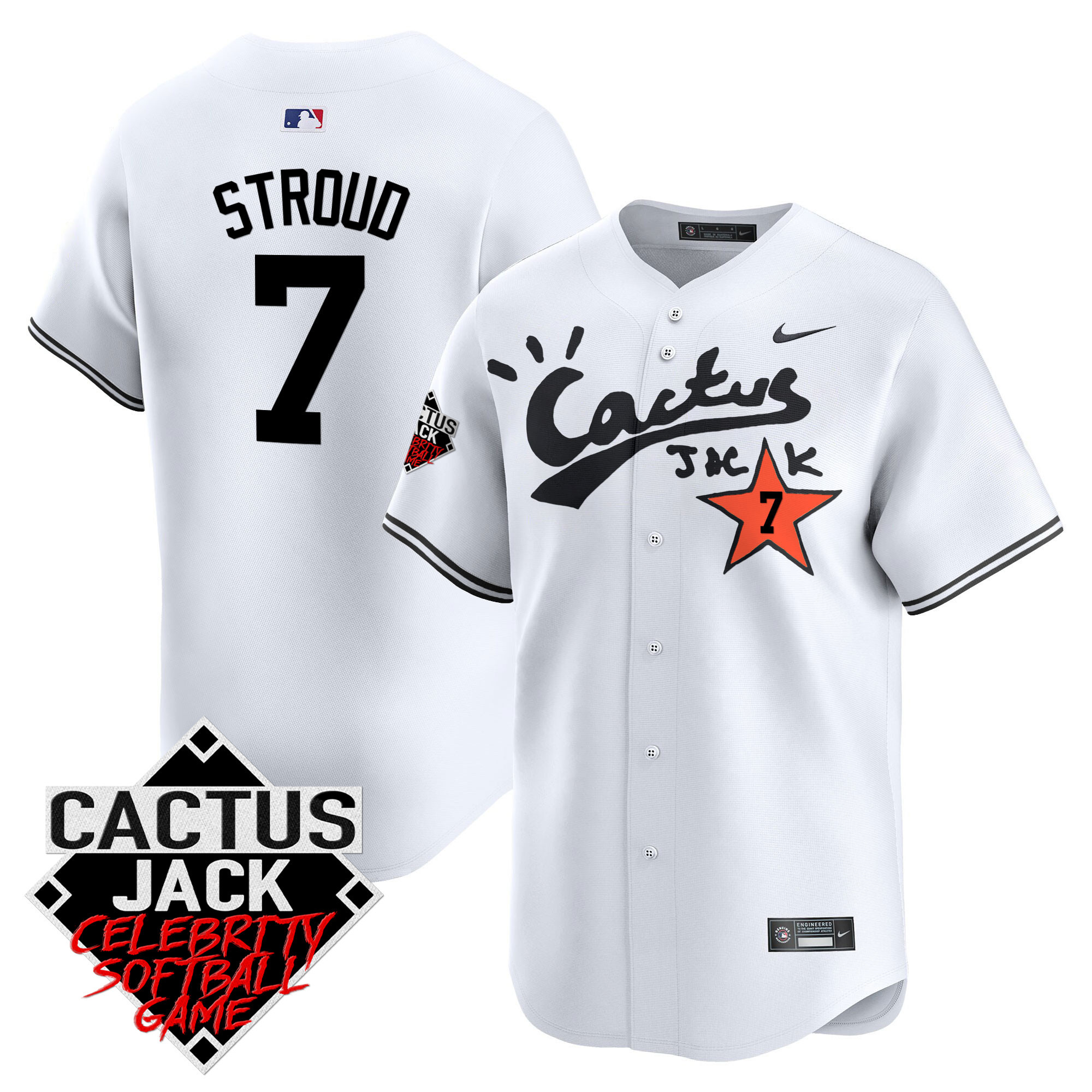 Men's Astros Cactus Jack Celebrity Softball Game Patch Vapor Premier Limited Jersey V2 - Stitched - Image 10