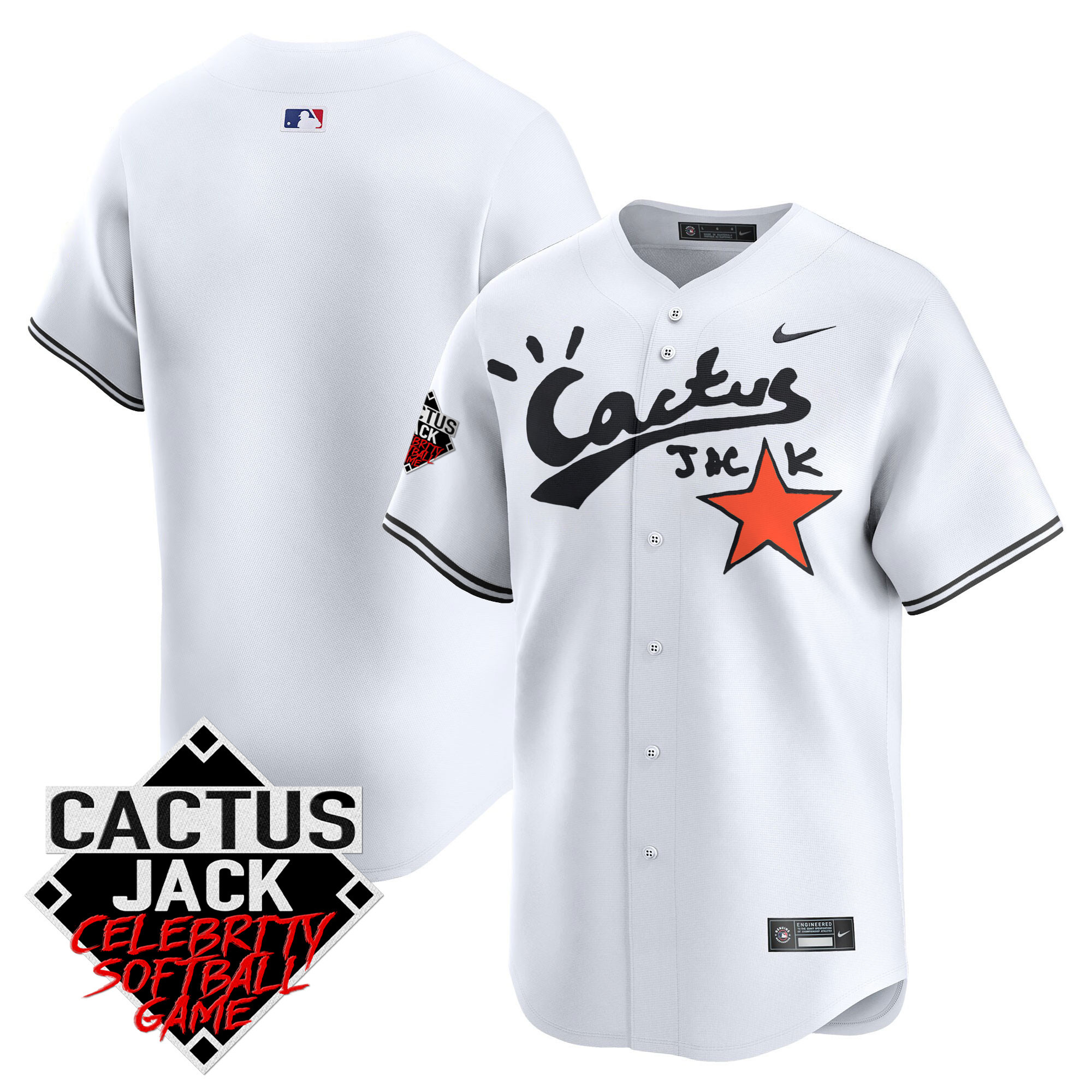 Men's Astros Cactus Jack Celebrity Softball Game Patch Vapor Premier Limited Jersey V2 - Stitched - Image 18