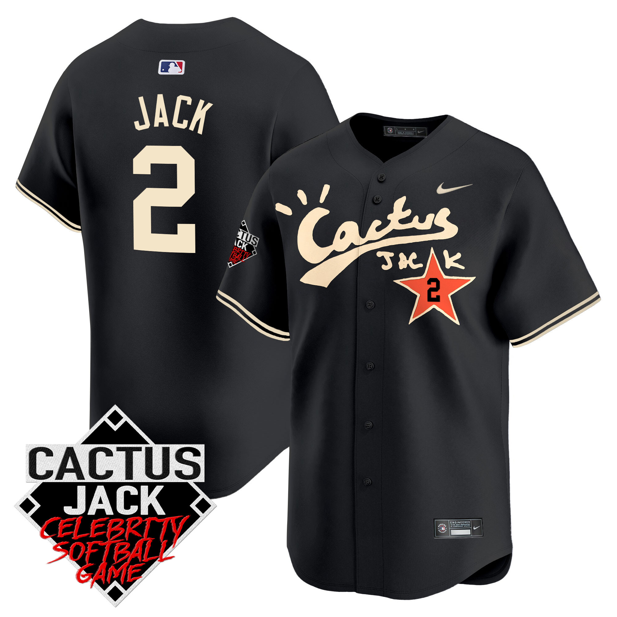 Men's Astros Cactus Jack Celebrity Softball Game Patch Vapor Premier Limited Jersey V2 - Stitched - Image 20