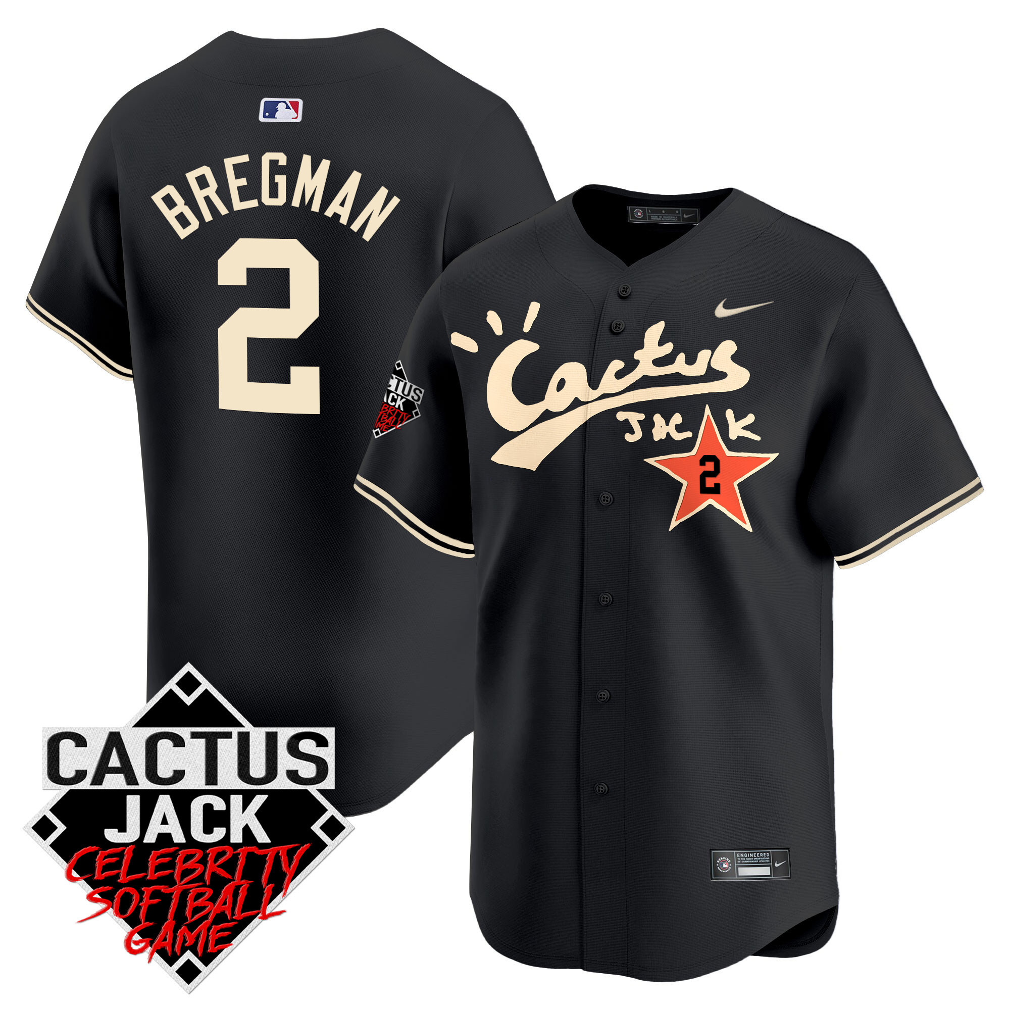 Men's Astros Cactus Jack Celebrity Softball Game Patch Vapor Premier Limited Jersey V2 - Stitched - Image 22
