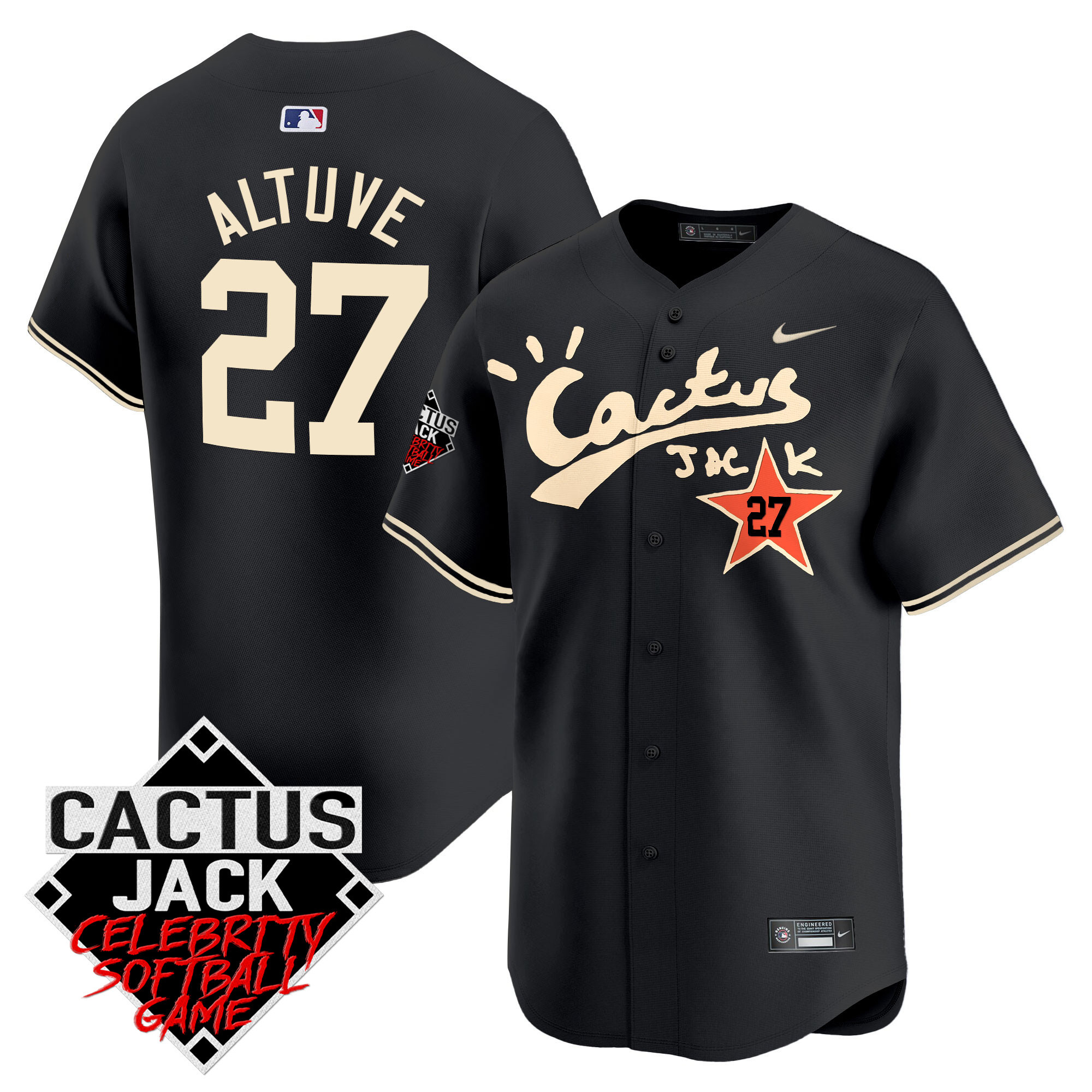 Men's Astros Cactus Jack Celebrity Softball Game Patch Vapor Premier Limited Jersey V2 - Stitched - Image 23