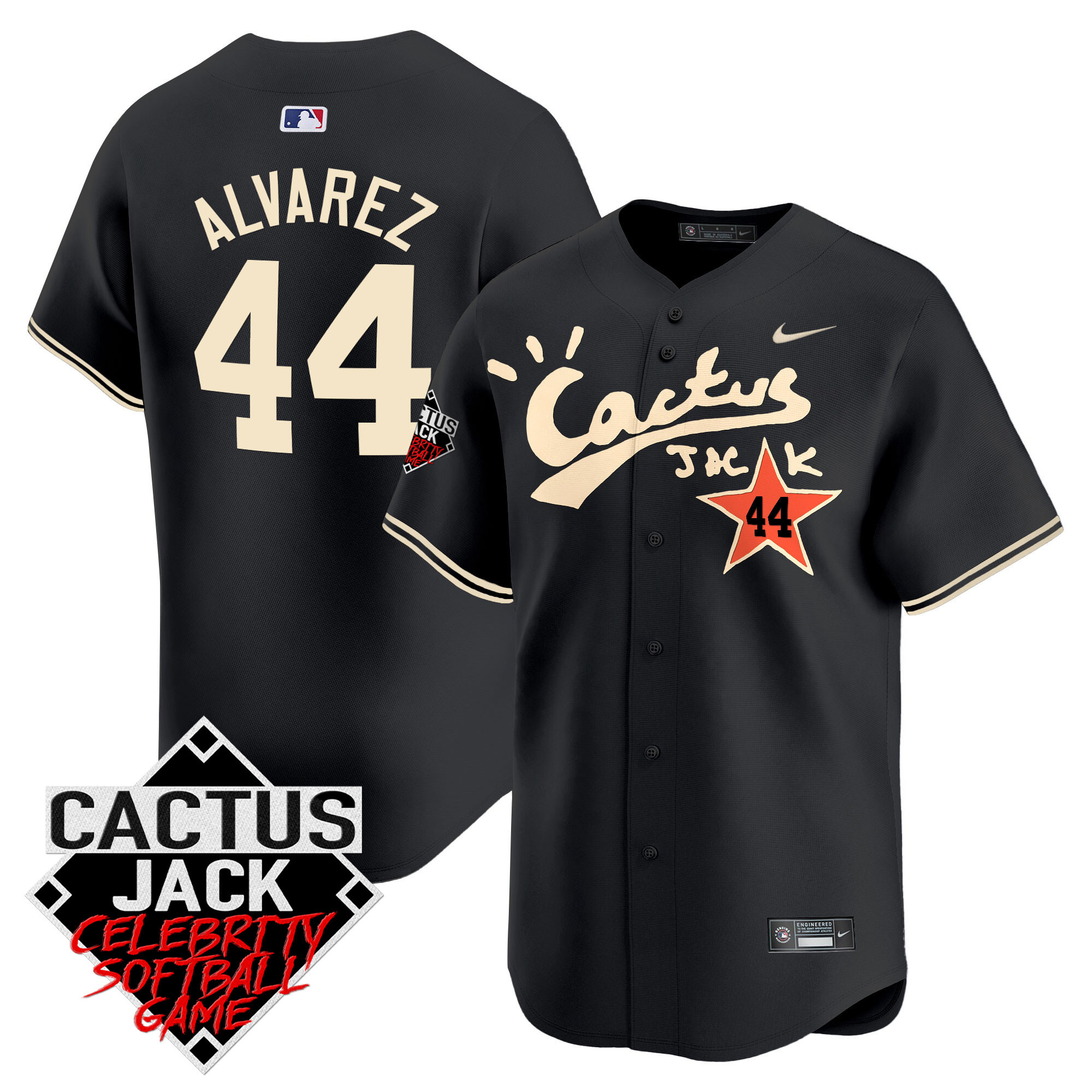 Men's Astros Cactus Jack Celebrity Softball Game Patch Vapor Premier Limited Jersey V2 - Stitched - Image 24