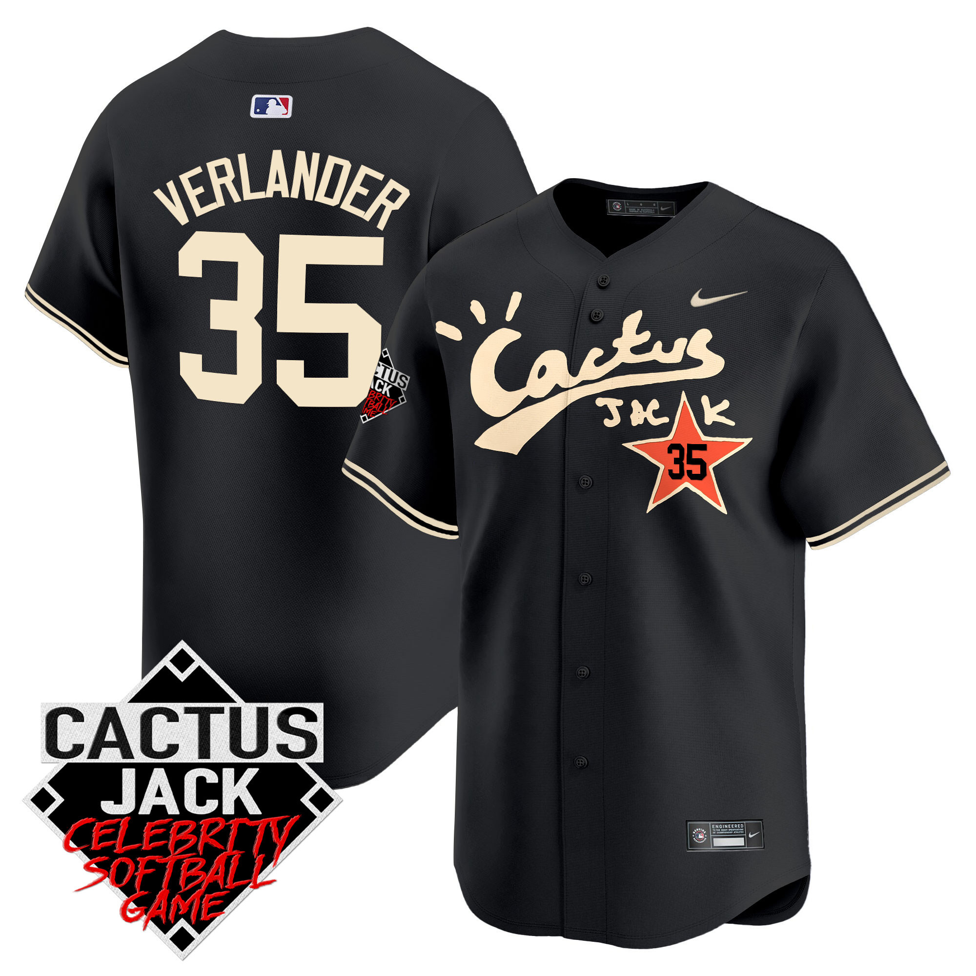 Men's Astros Cactus Jack Celebrity Softball Game Patch Vapor Premier Limited Jersey V2 - Stitched - Image 25