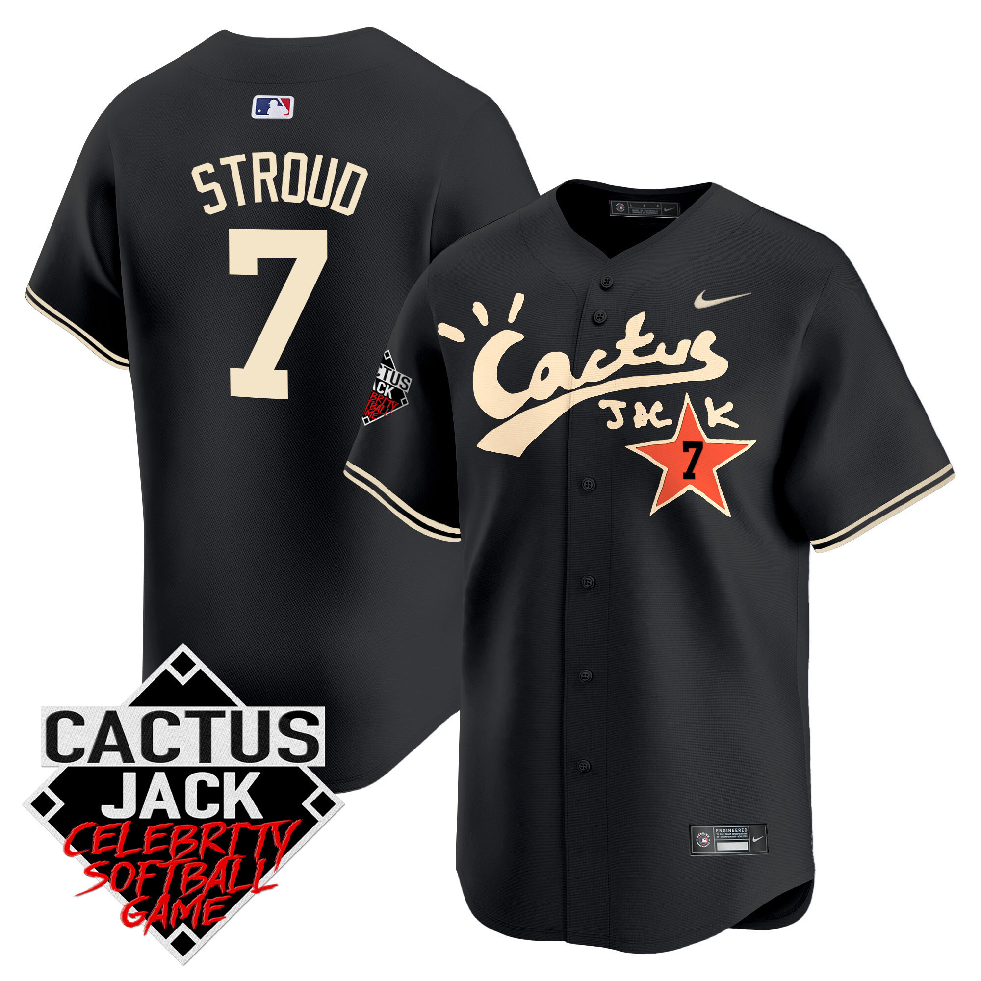Men's Astros Cactus Jack Celebrity Softball Game Patch Vapor Premier Limited Jersey V2 - Stitched - Image 19