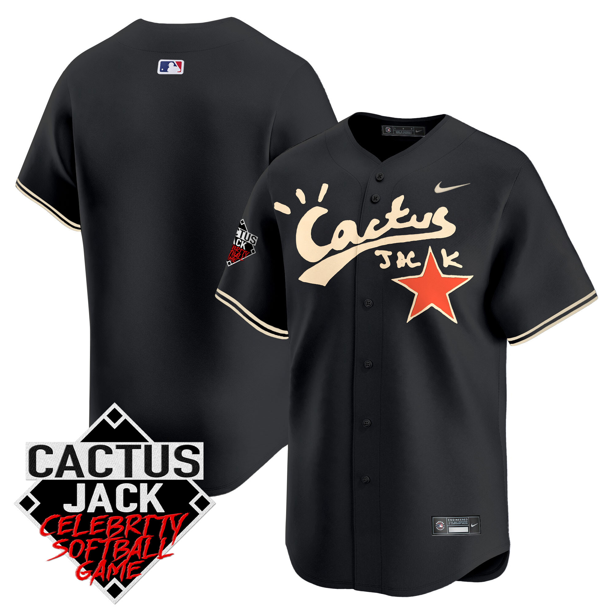 Men's Astros Cactus Jack Celebrity Softball Game Patch Vapor Premier Limited Jersey V2 - Stitched - Image 27