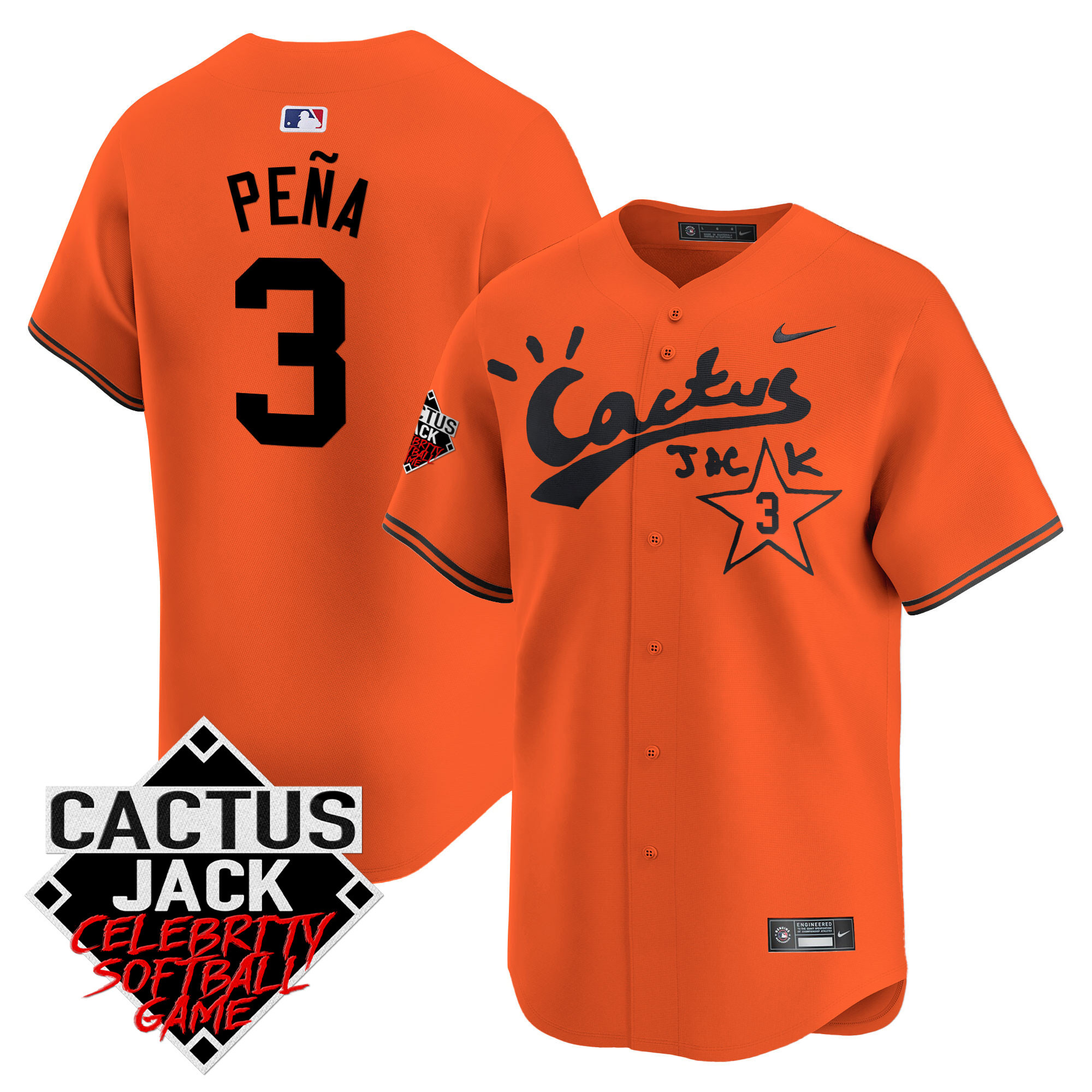Men's Astros Cactus Jack Celebrity Softball Game Patch Vapor Premier Limited Jersey V2 - Stitched - Image 30