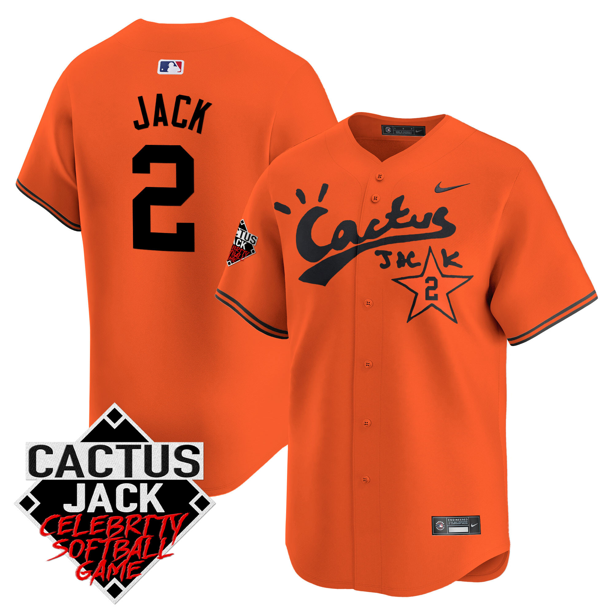 Men's Astros Cactus Jack Celebrity Softball Game Patch Vapor Premier Limited Jersey V2 - Stitched - Image 29