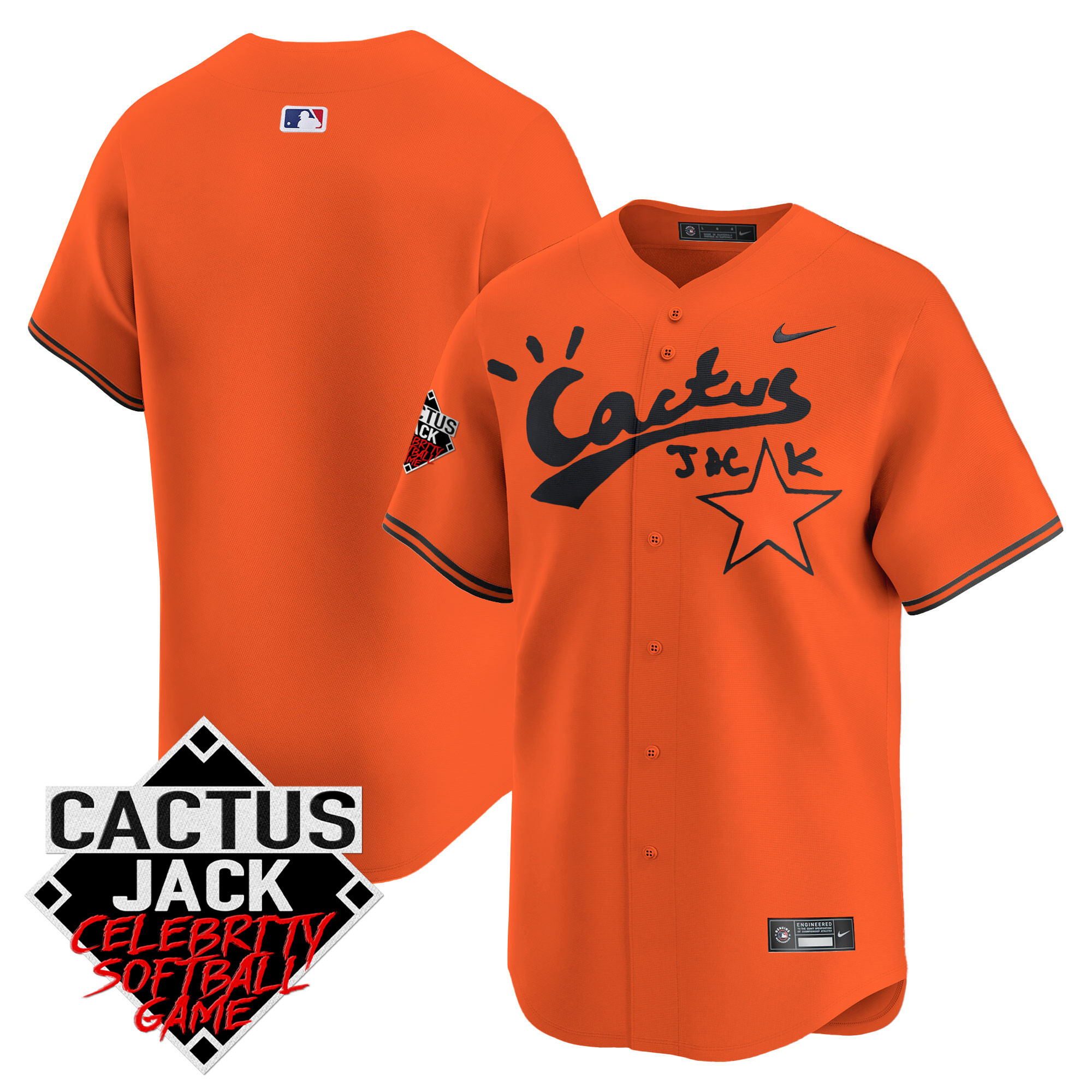 Men's Astros Cactus Jack Celebrity Softball Game Patch Vapor Premier Limited Jersey V2 - Stitched - Image 36