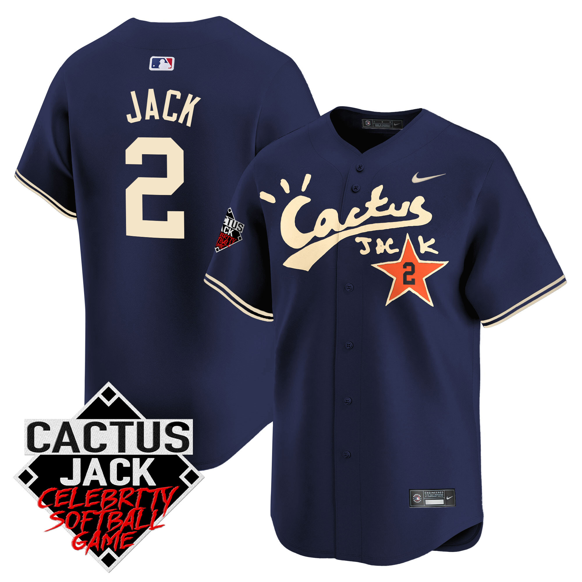 Men's Astros Cactus Jack Celebrity Softball Game Patch Vapor Premier Limited Jersey V2 - Stitched - Image 38
