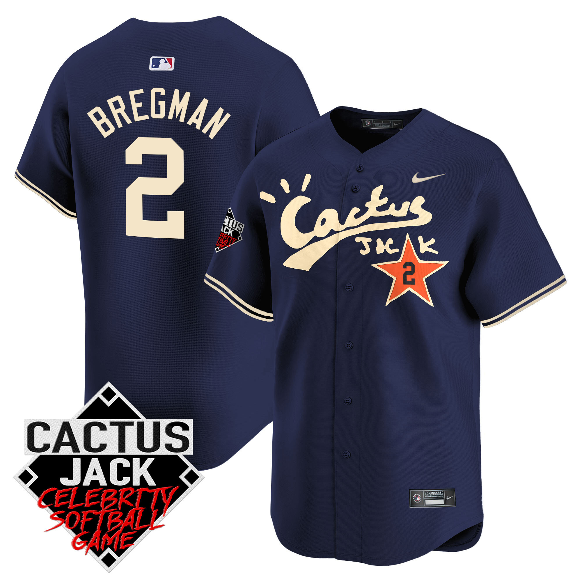Men's Astros Cactus Jack Celebrity Softball Game Patch Vapor Premier Limited Jersey V2 - Stitched - Image 40