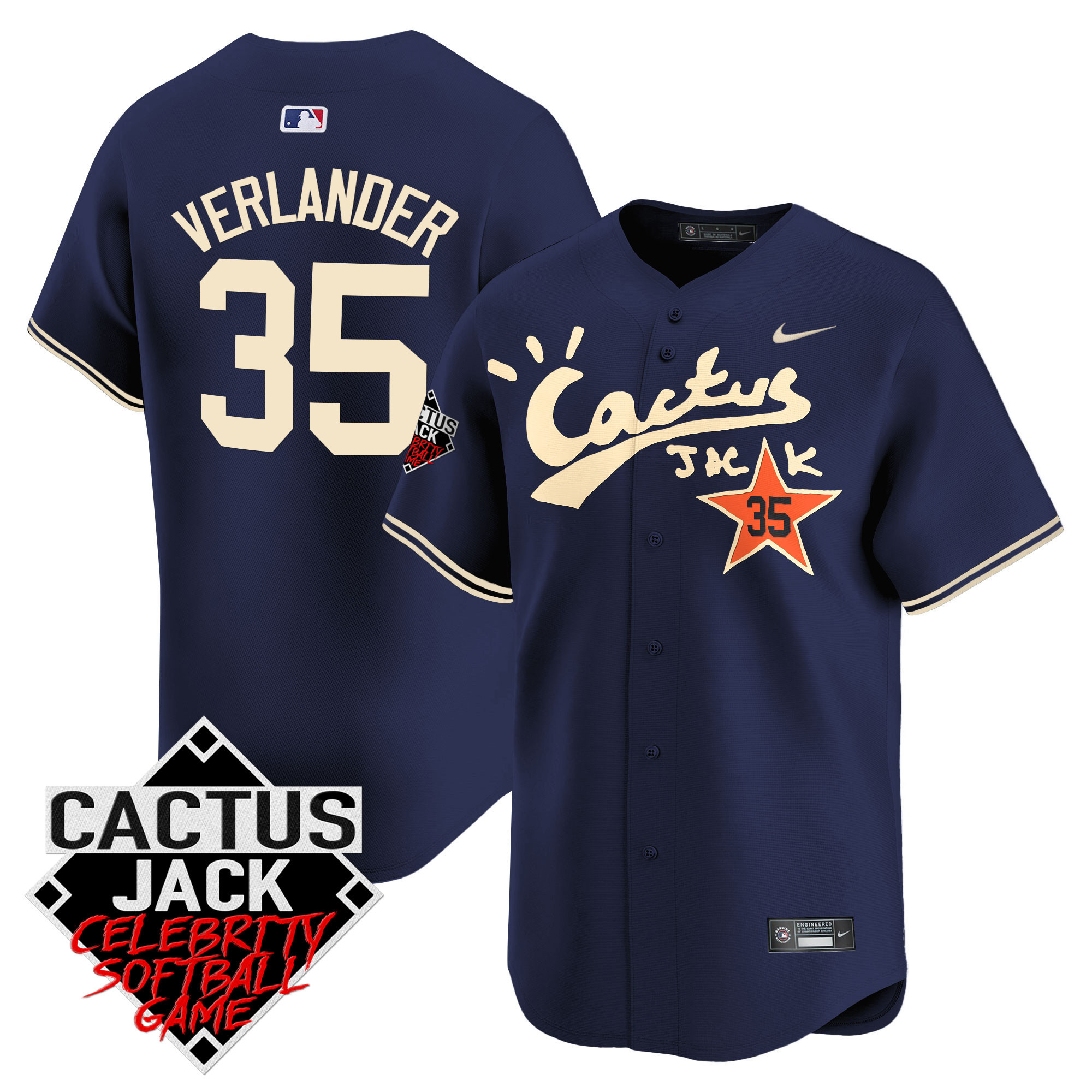 Men's Astros Cactus Jack Celebrity Softball Game Patch Vapor Premier Limited Jersey V2 - Stitched - Image 43