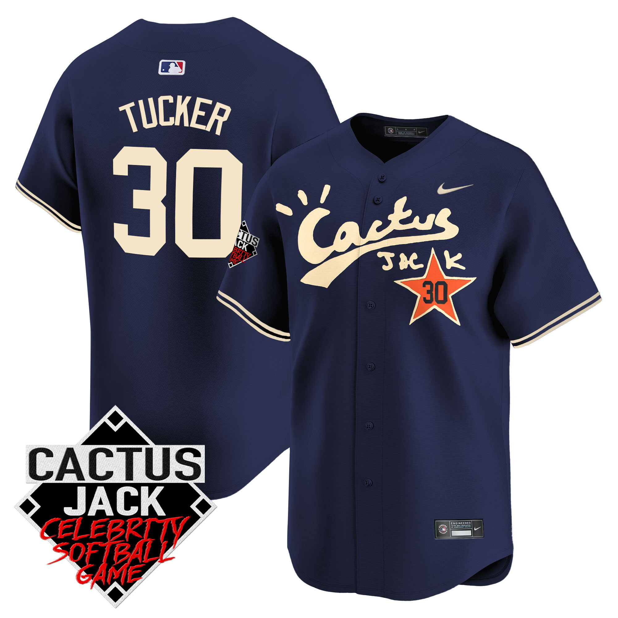 Men's Astros Cactus Jack Celebrity Softball Game Patch Vapor Premier Limited Jersey V2 - Stitched - Image 44