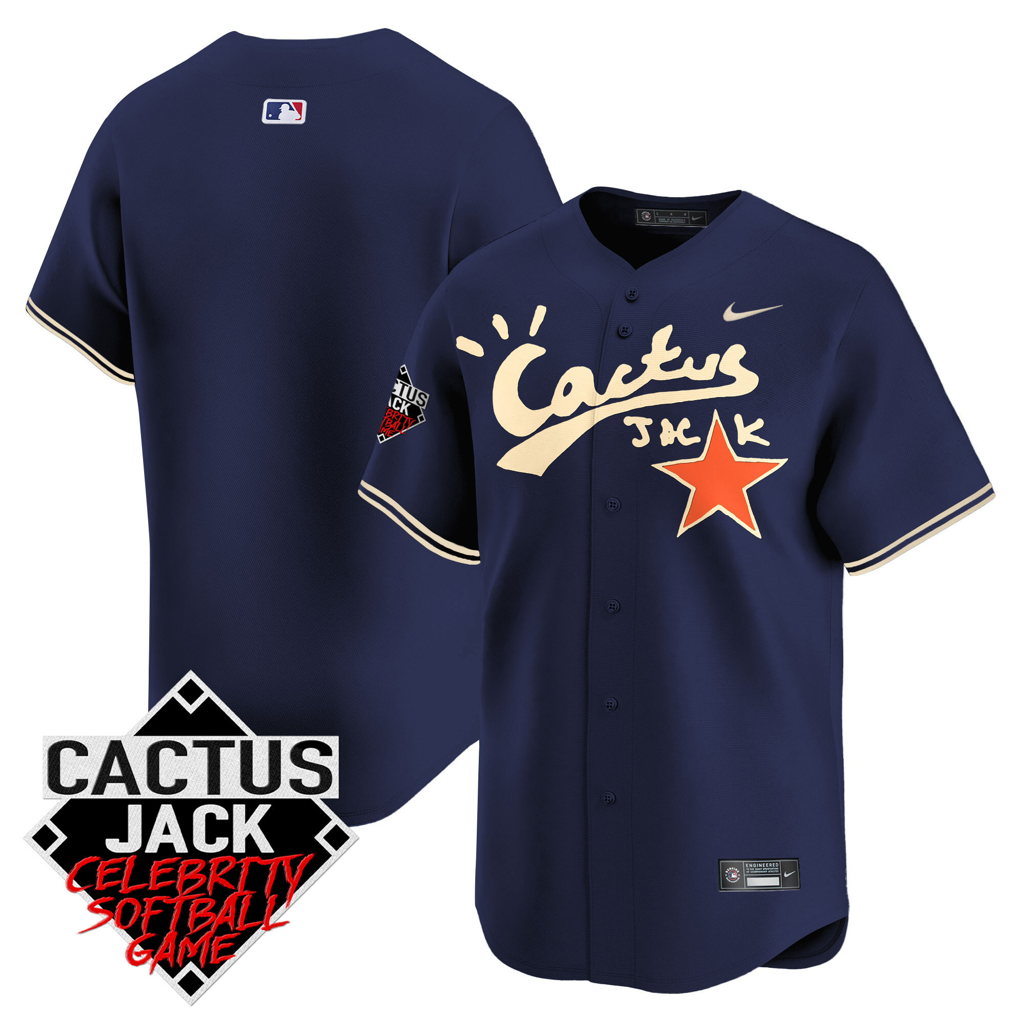 Men's Astros Cactus Jack Celebrity Softball Game Patch Vapor Premier Limited Jersey V2 - Stitched - Image 45