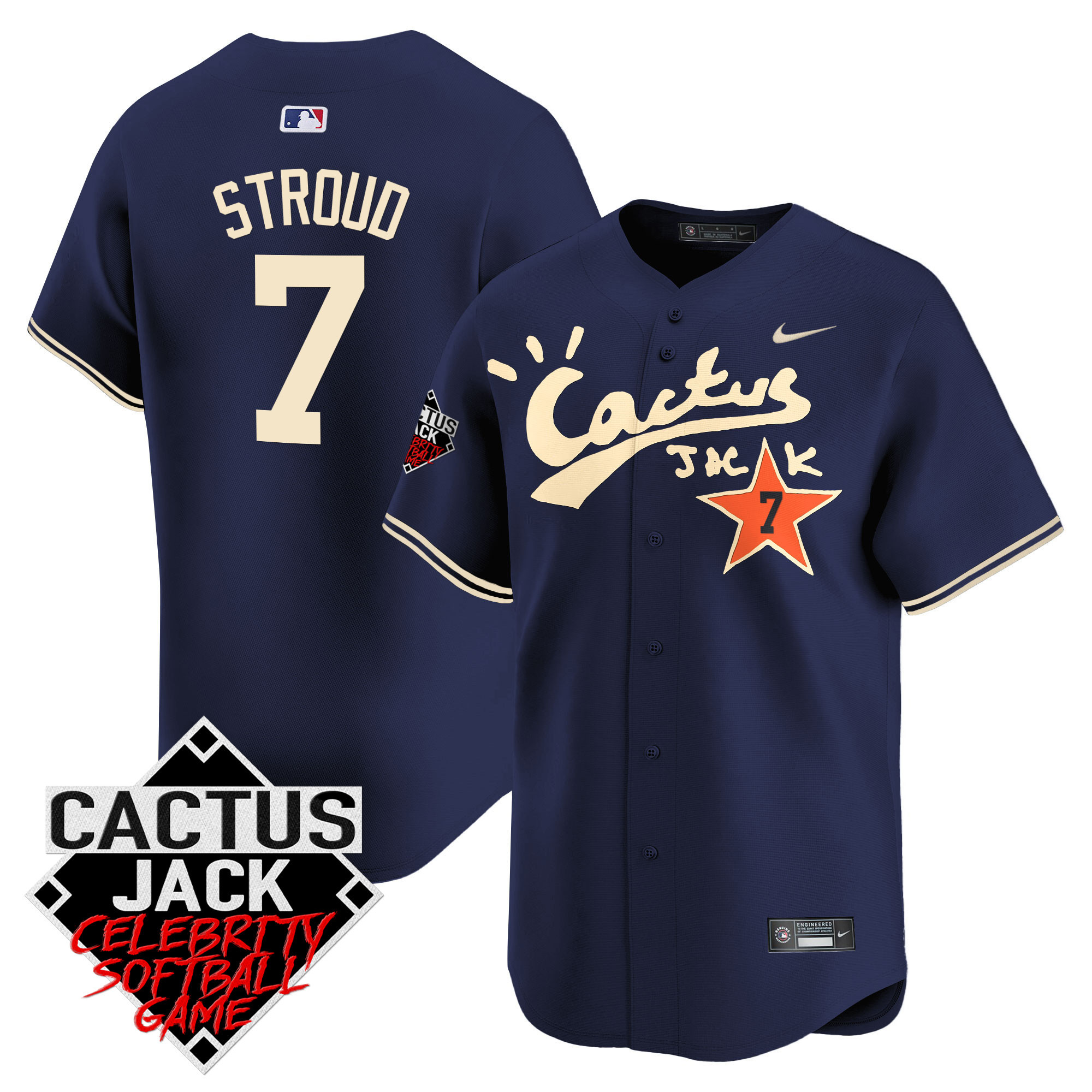 Men's Astros Cactus Jack Celebrity Softball Game Patch Vapor Premier Limited Jersey V2 - Stitched - Image 37