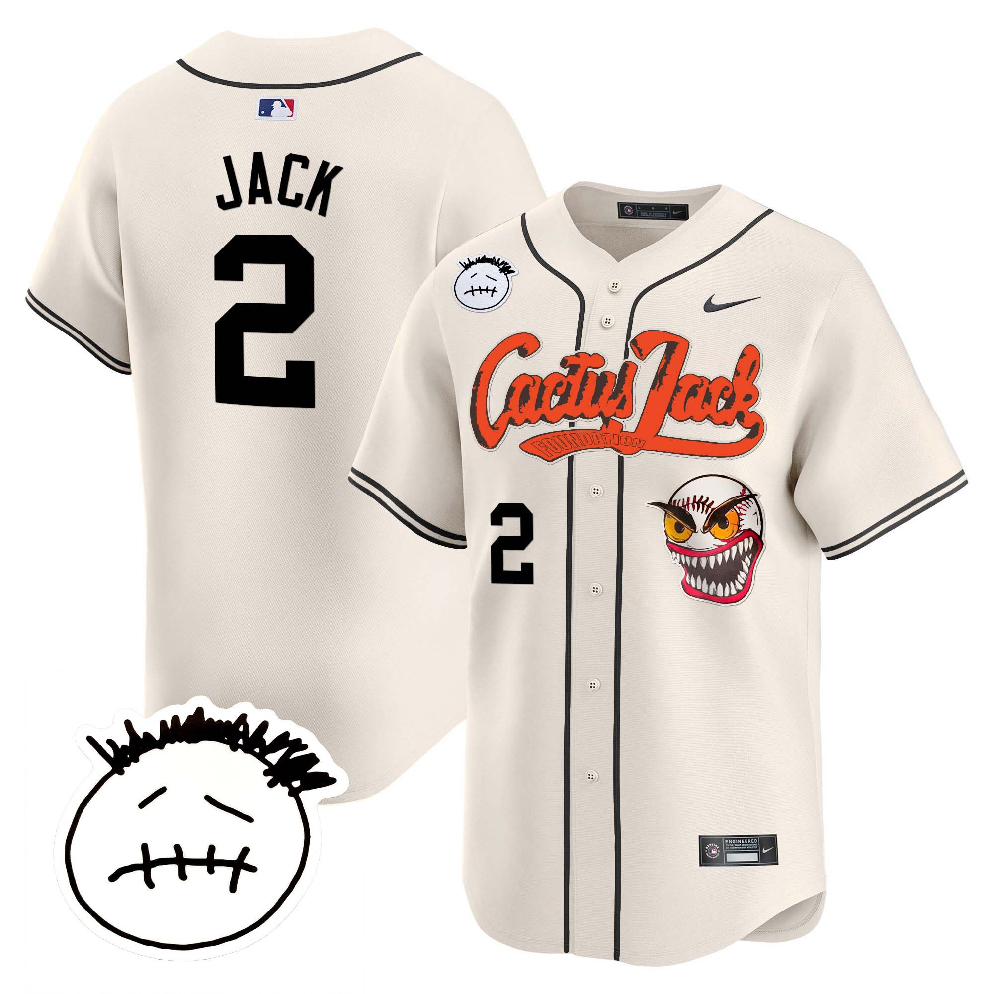 Men's Houston Astros Cactus Jack Patch Vapor Premier Limited Jersey V3 - Stitched - Image 2