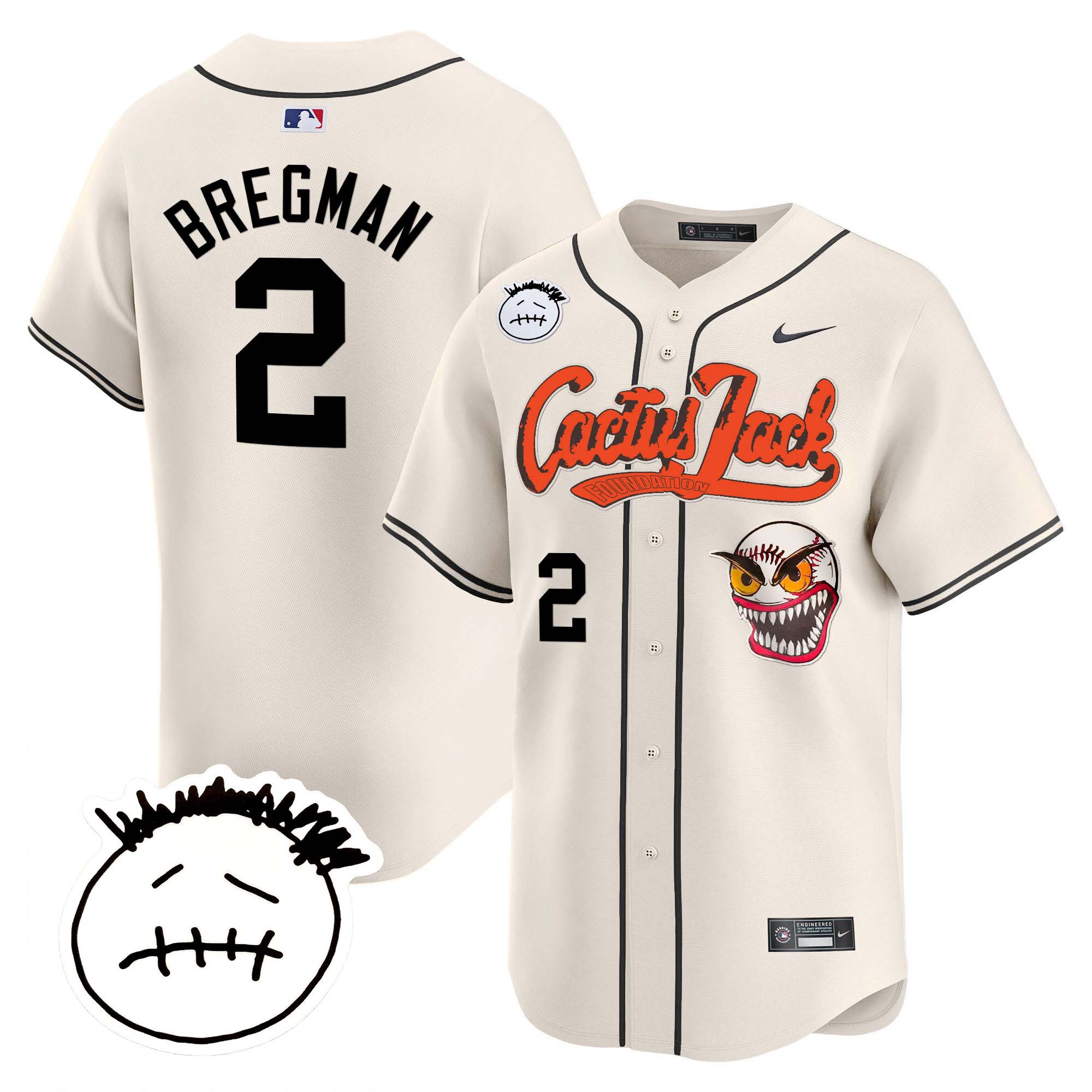 Men's Houston Astros Cactus Jack Patch Vapor Premier Limited Jersey V3 - Stitched - Image 4