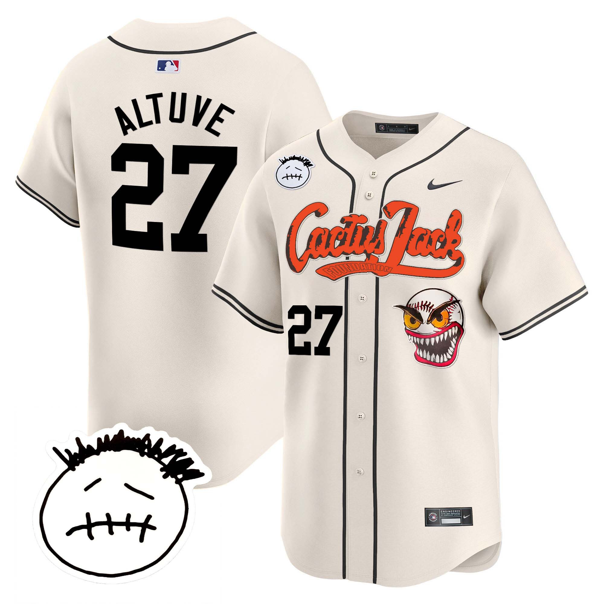 Men's Houston Astros Cactus Jack Patch Vapor Premier Limited Jersey V3 - Stitched - Image 5