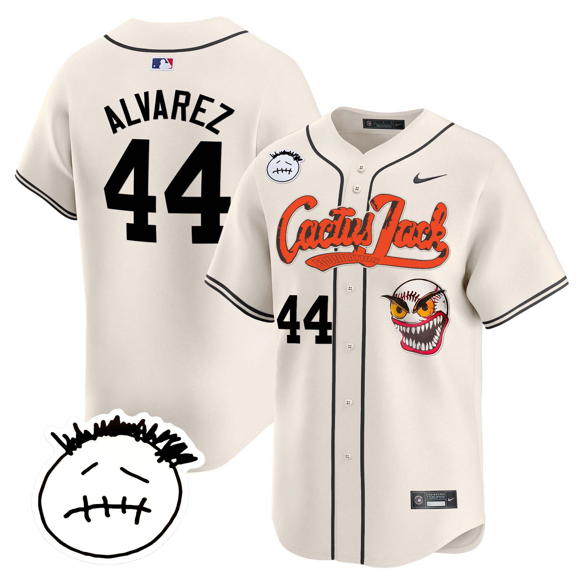 Men's Houston Astros Cactus Jack Patch Vapor Premier Limited Jersey V3 - Stitched - Image 6