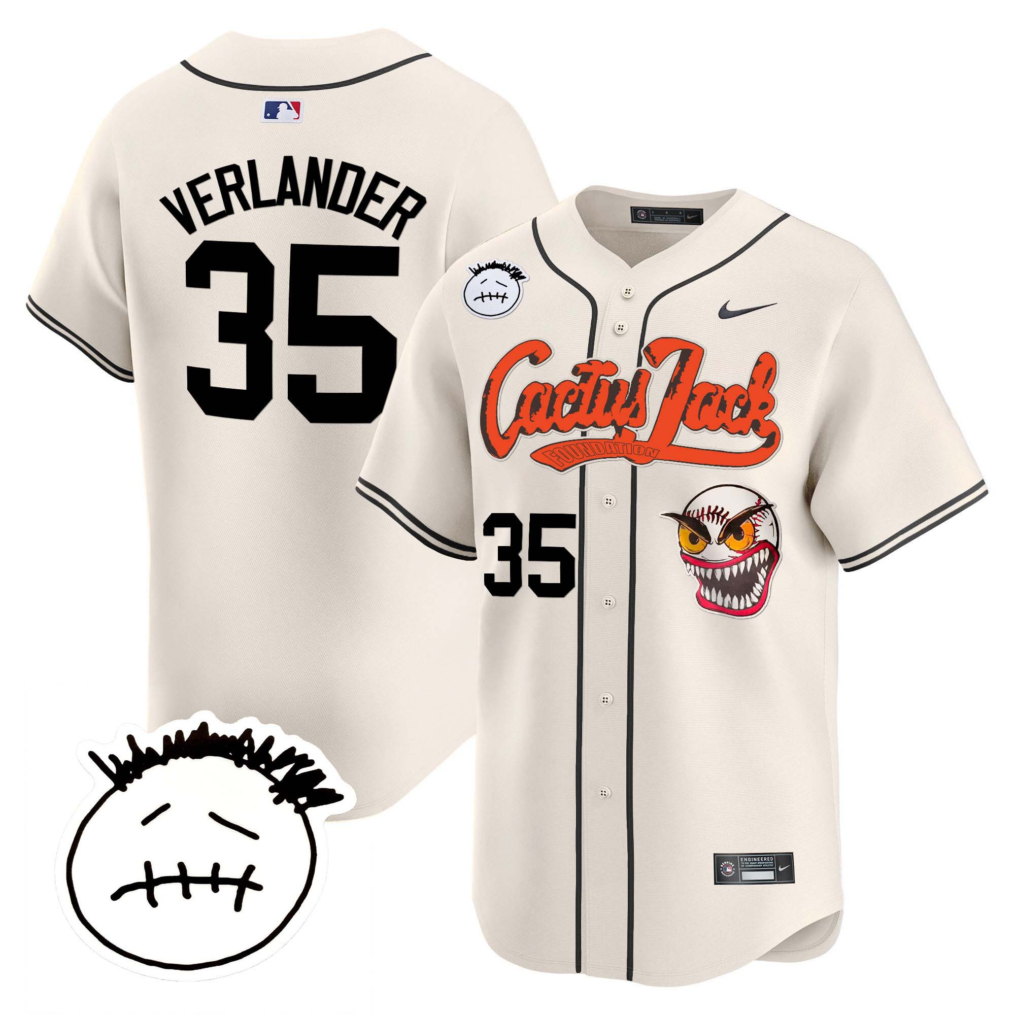 Men's Houston Astros Cactus Jack Patch Vapor Premier Limited Jersey V3 - Stitched - Image 7