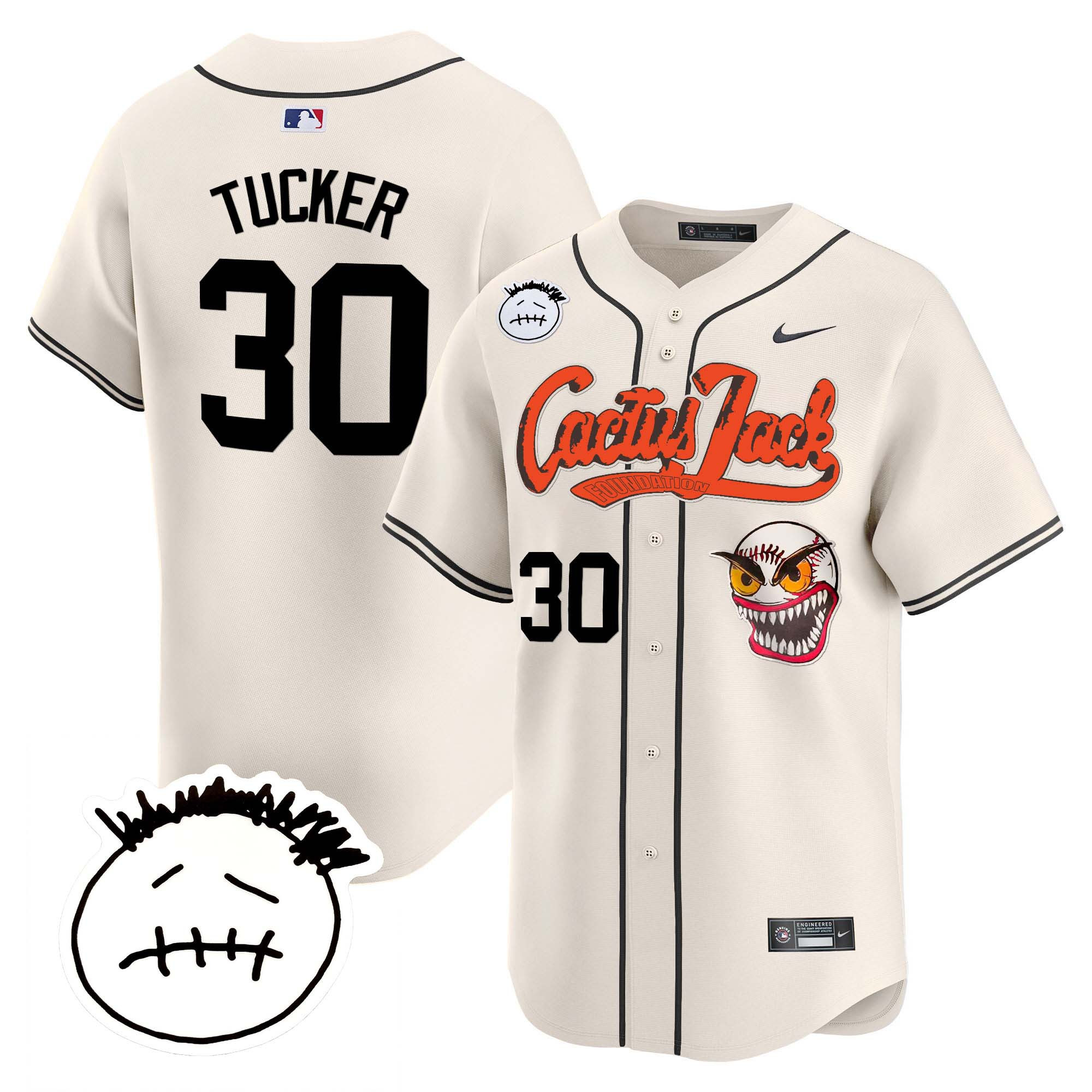 Men's Houston Astros Cactus Jack Patch Vapor Premier Limited Jersey V3 - Stitched - Image 8