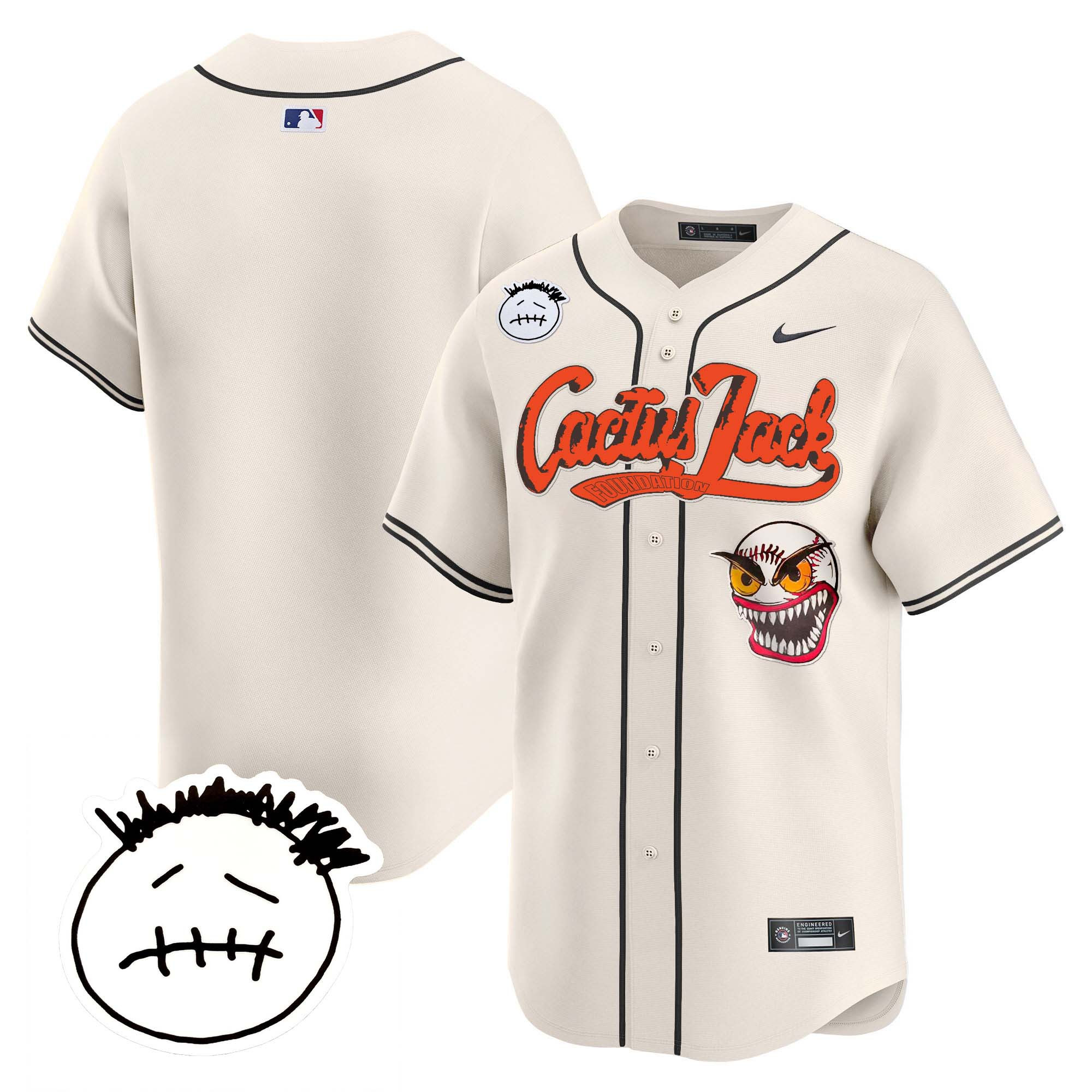 Men's Houston Astros Cactus Jack Patch Vapor Premier Limited Jersey V3 - Stitched - Image 9