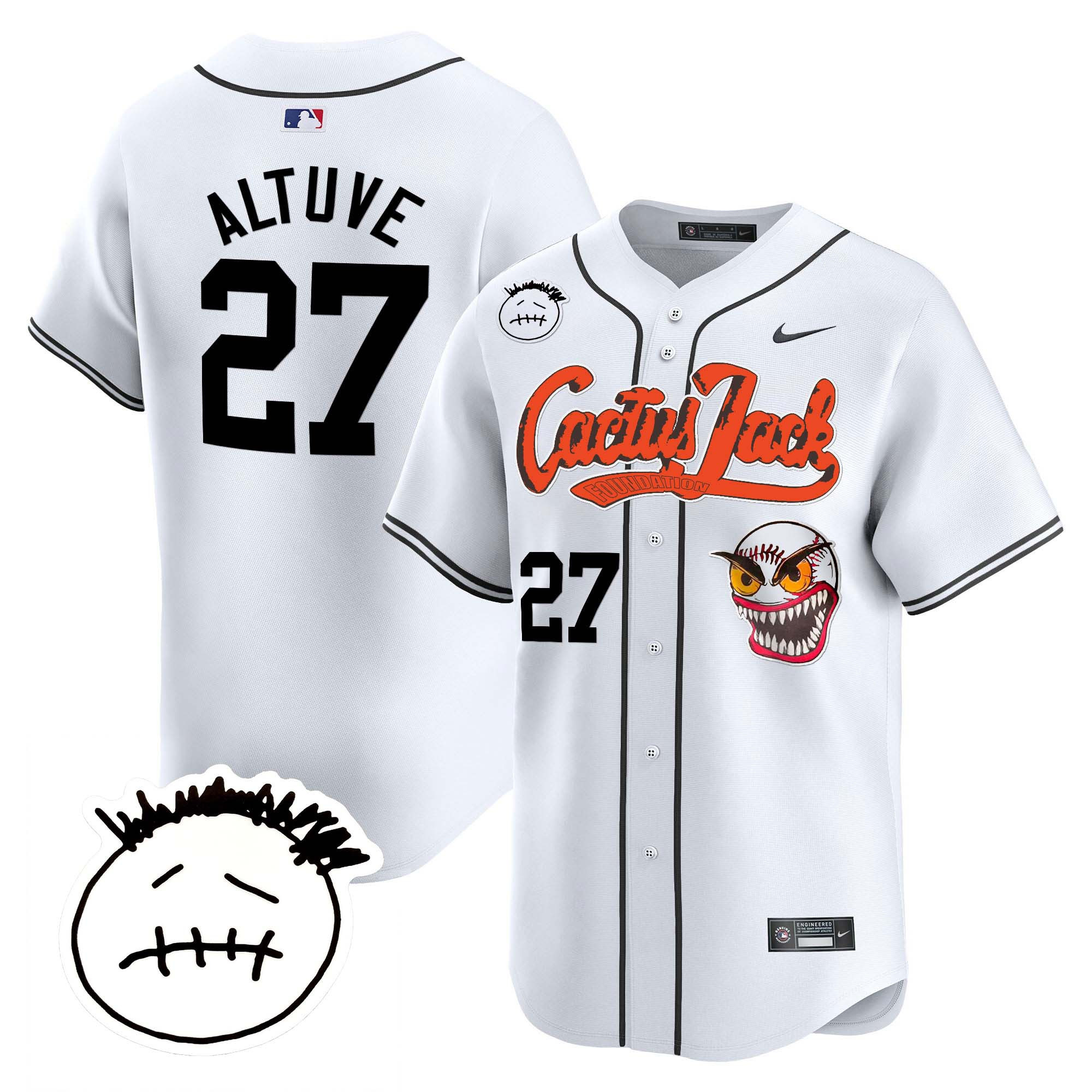 Men's Houston Astros Cactus Jack Patch Vapor Premier Limited Jersey V3 - Stitched - Image 14