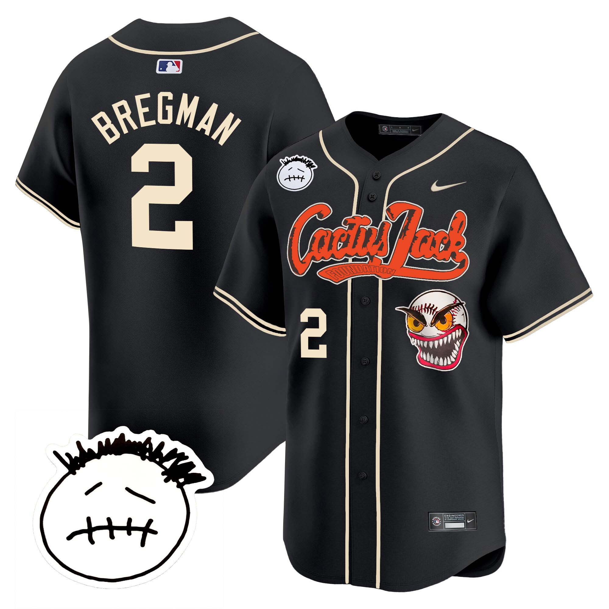 Men's Houston Astros Cactus Jack Patch Vapor Premier Limited Jersey V3 - Stitched - Image 22