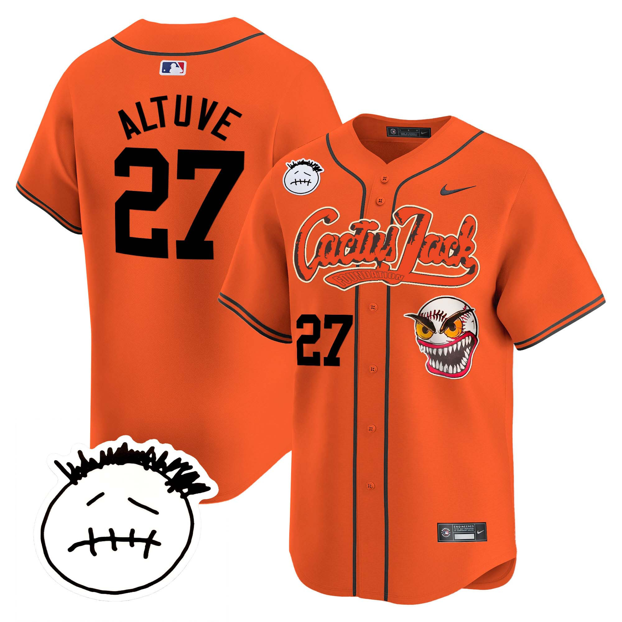 Men's Houston Astros Cactus Jack Patch Vapor Premier Limited Jersey V3 - Stitched - Image 32