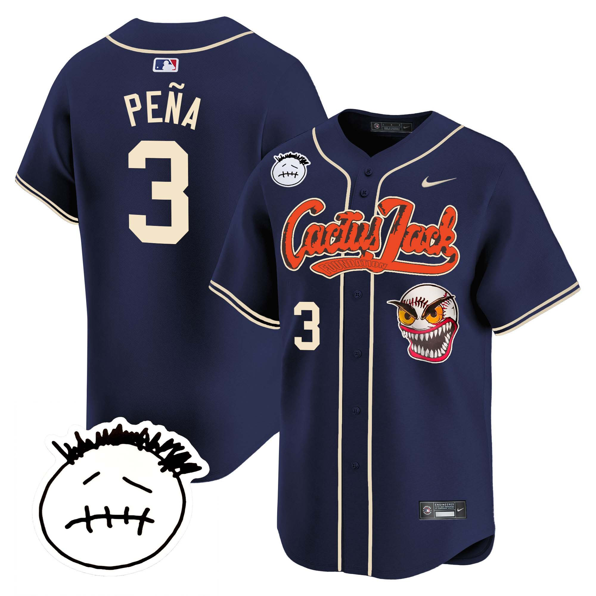 Men's Houston Astros Cactus Jack Patch Vapor Premier Limited Jersey V3 - Stitched - Image 39