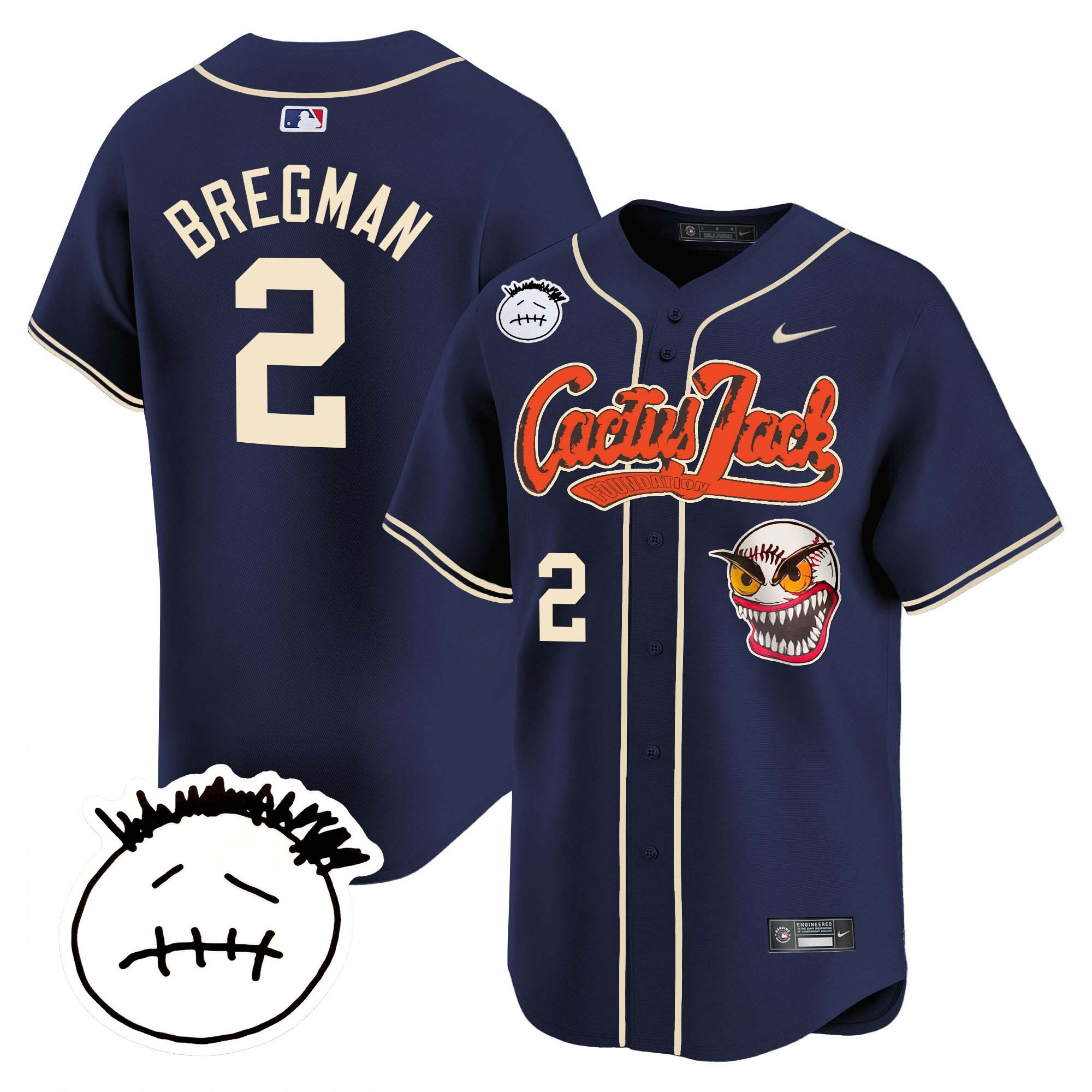 Men's Houston Astros Cactus Jack Patch Vapor Premier Limited Jersey V3 - Stitched - Image 40